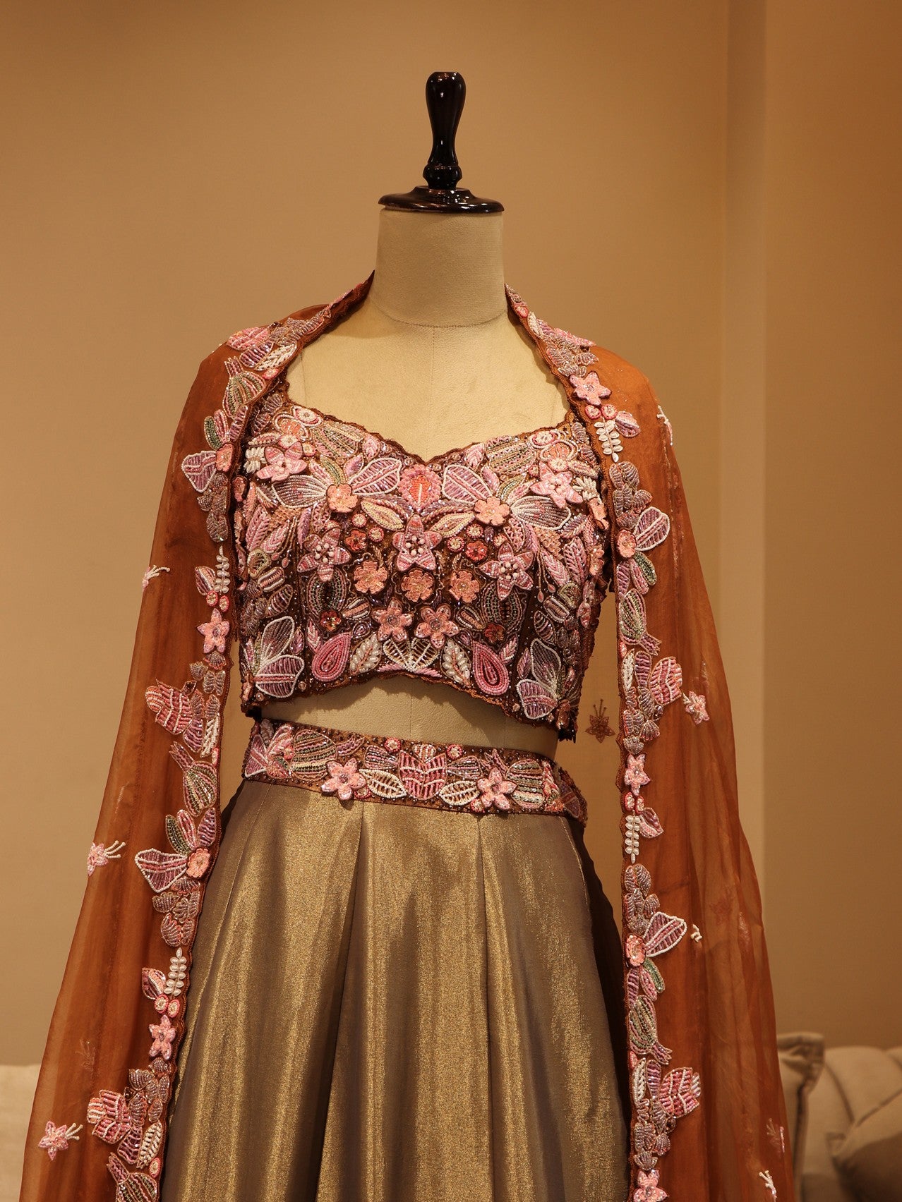 Brown beige shaded lehenga set