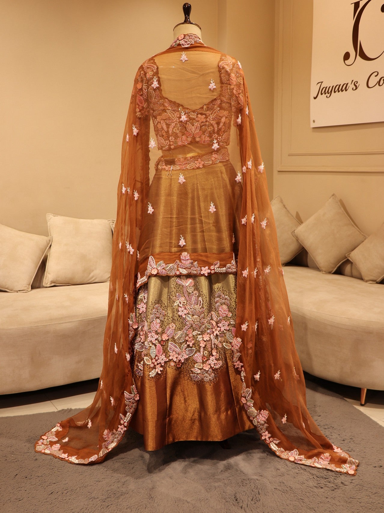 Brown beige shaded lehenga set