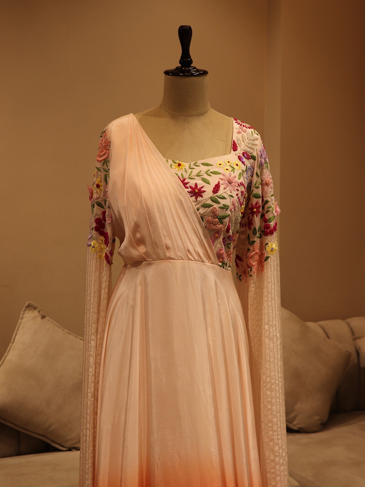 Peach shaded gown