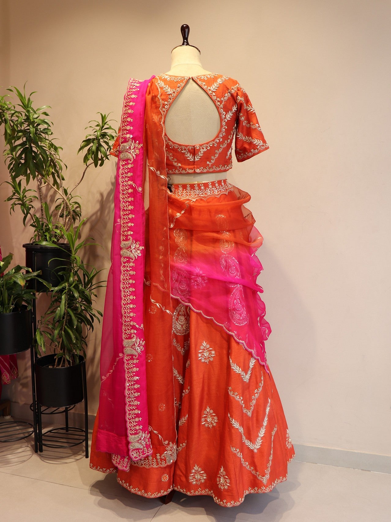 Rani pink shaded lehenga set