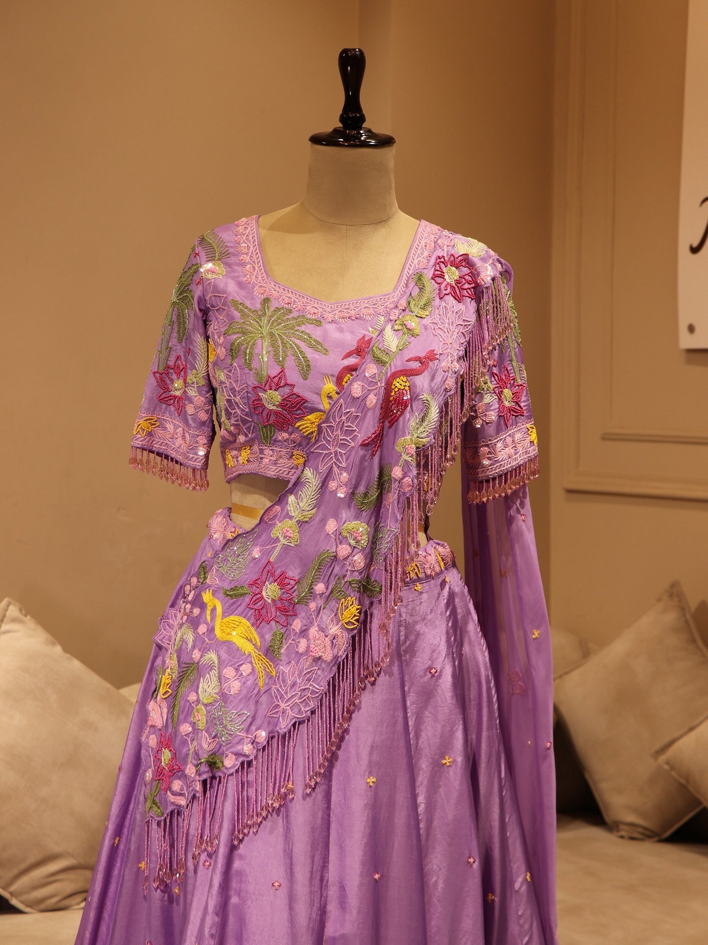 lavender crane lehenga set