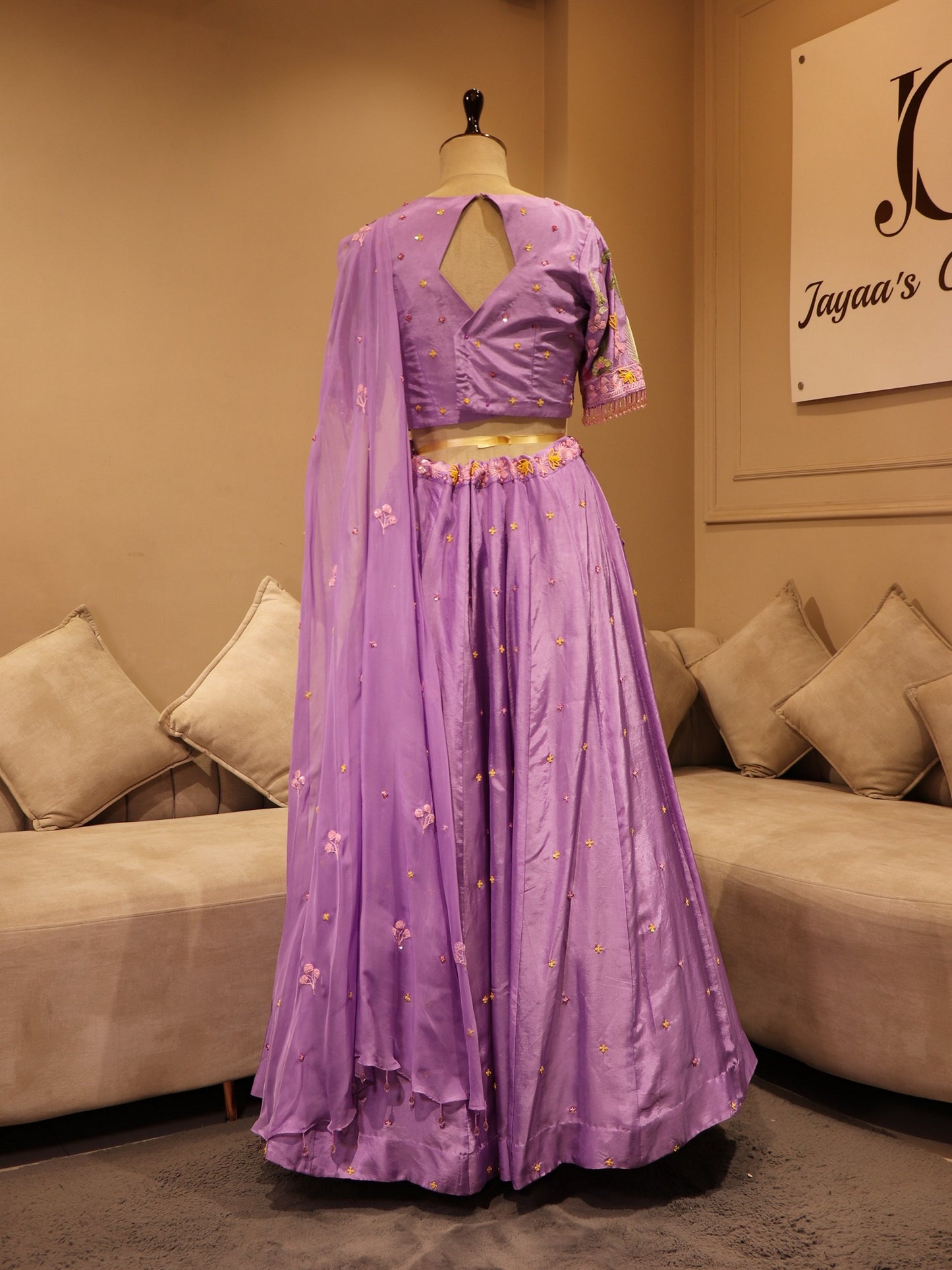 lavender crane lehenga set