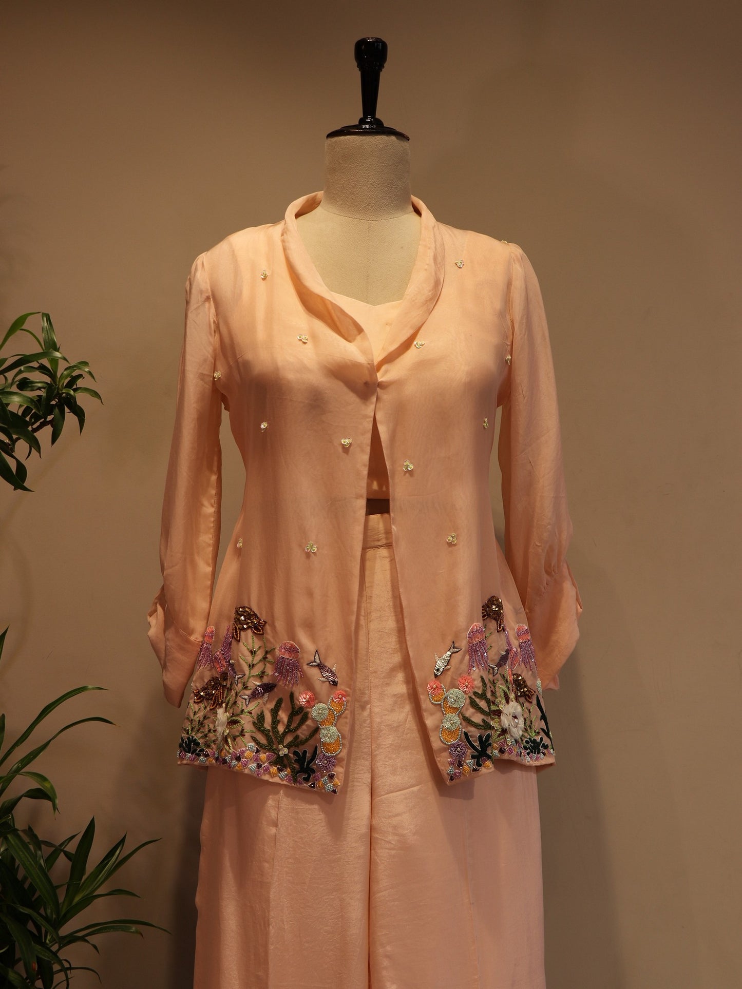 Peach embroidered co-ord set