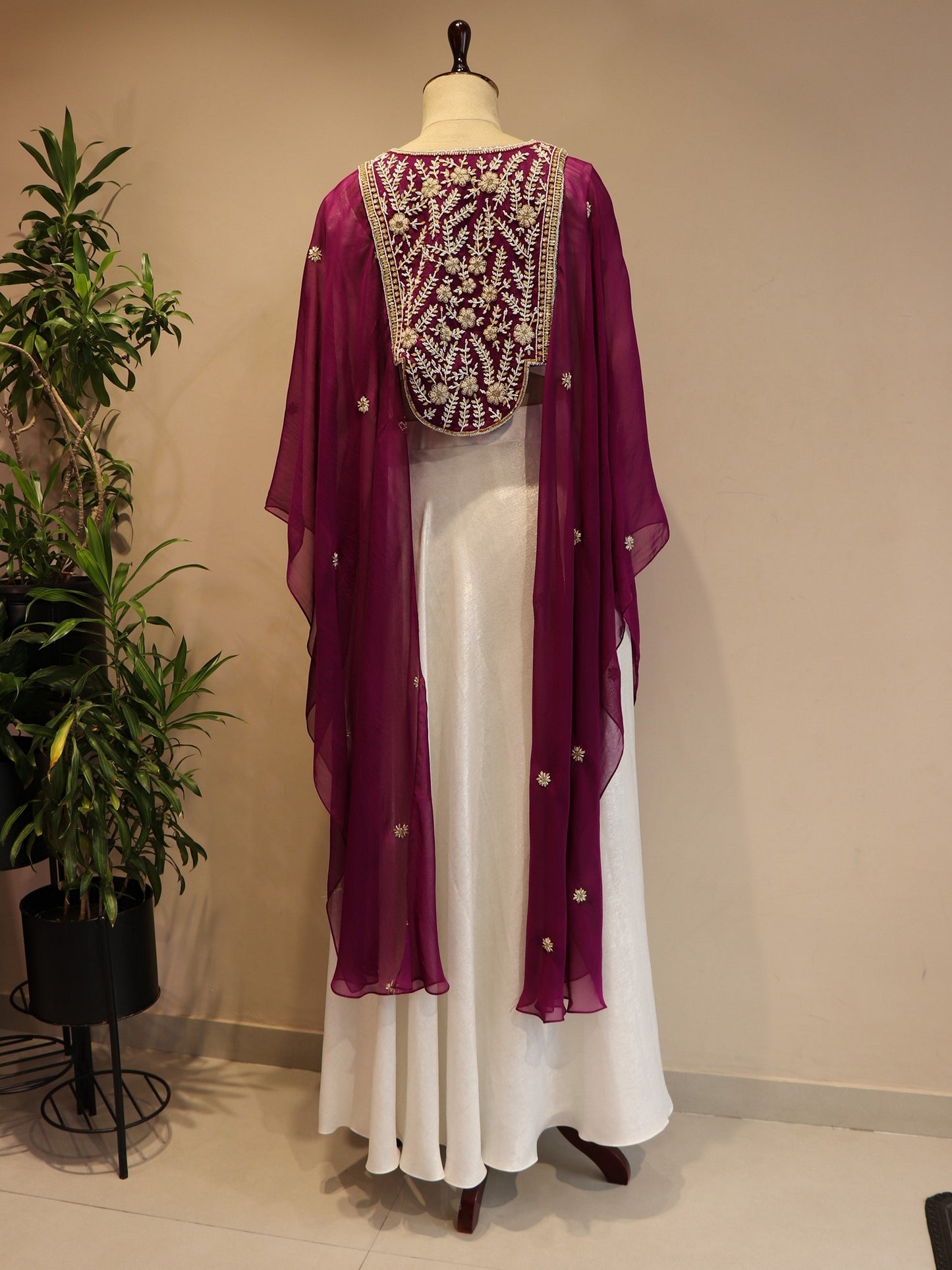 Purple cape top with skirt