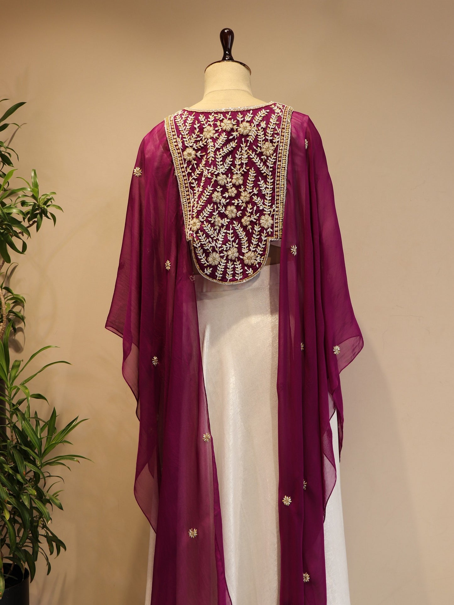 Purple cape top with skirt