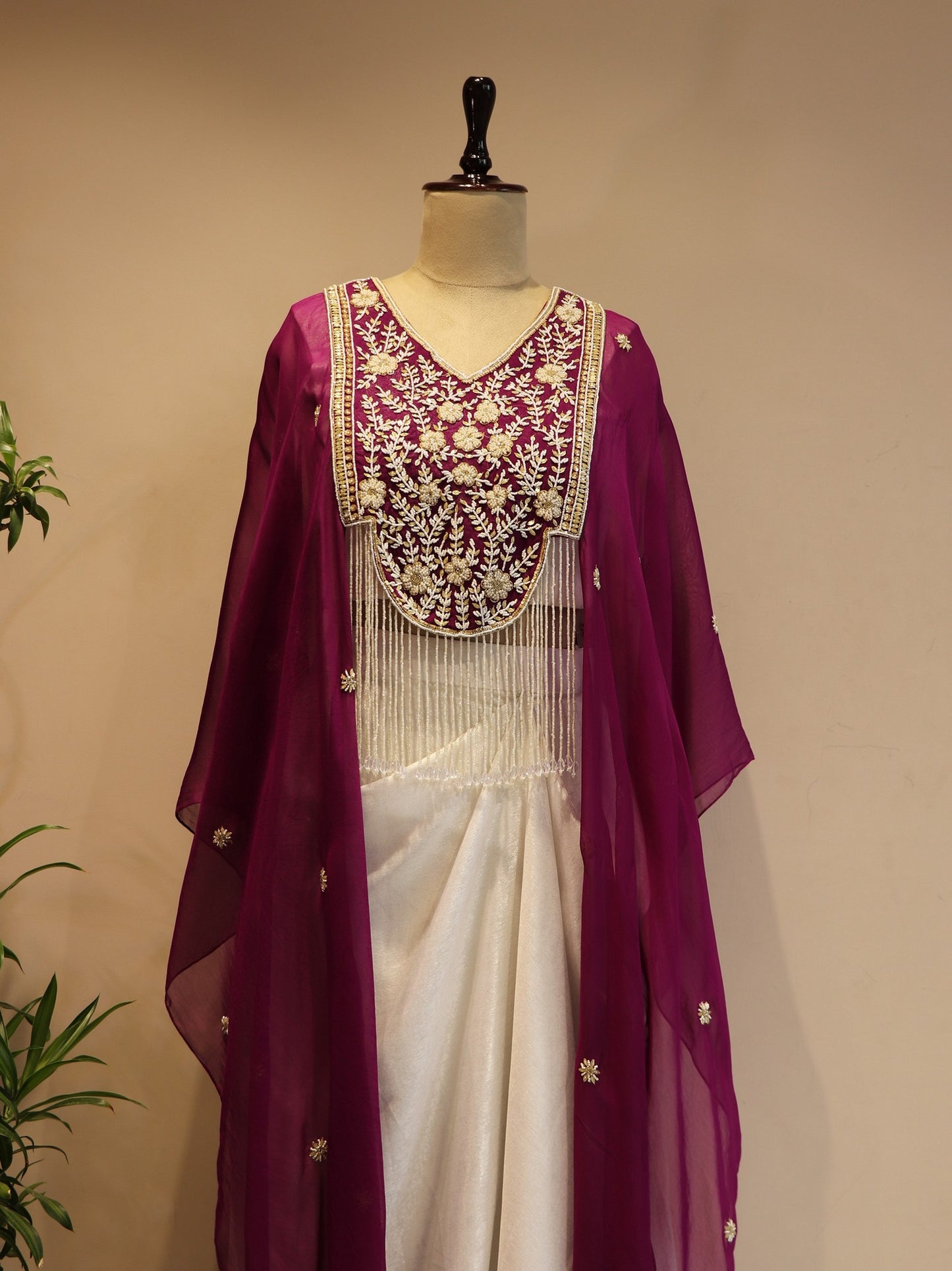 Purple cape top with skirt