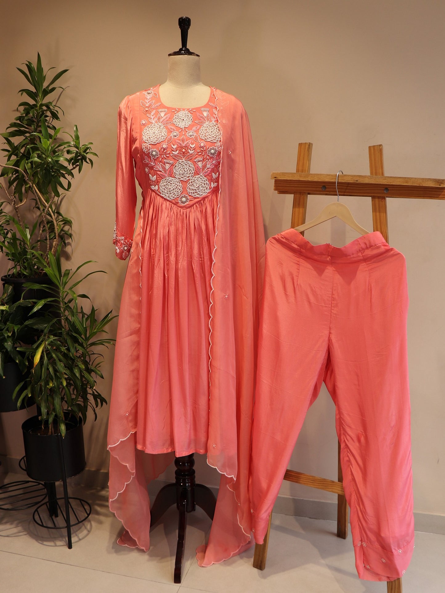 Pink kurta plazo with dupatta