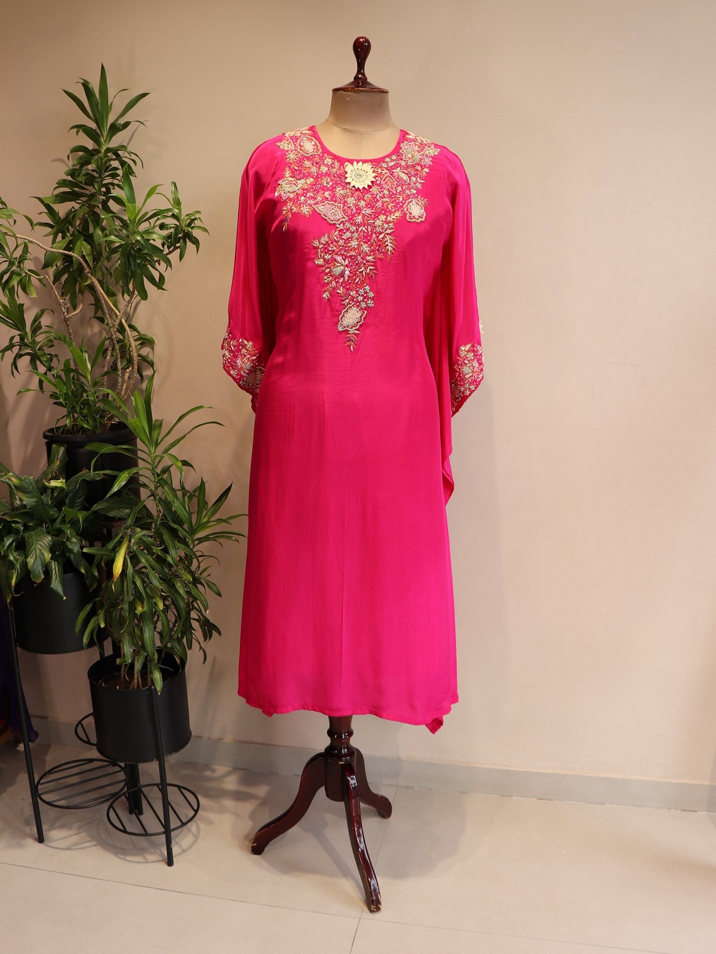 Hot pink kaftan with pants