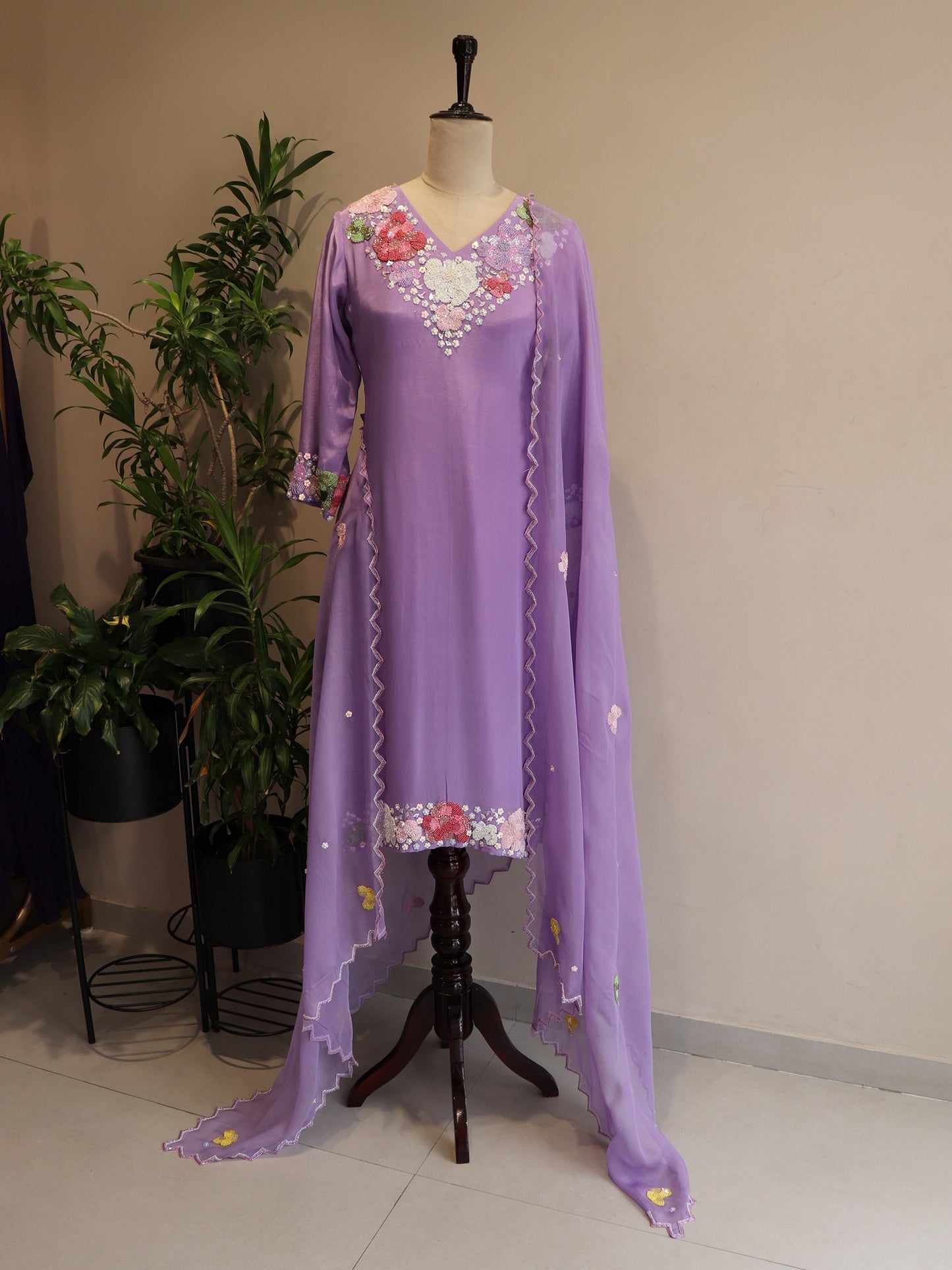 lavander kurta pants dupatta