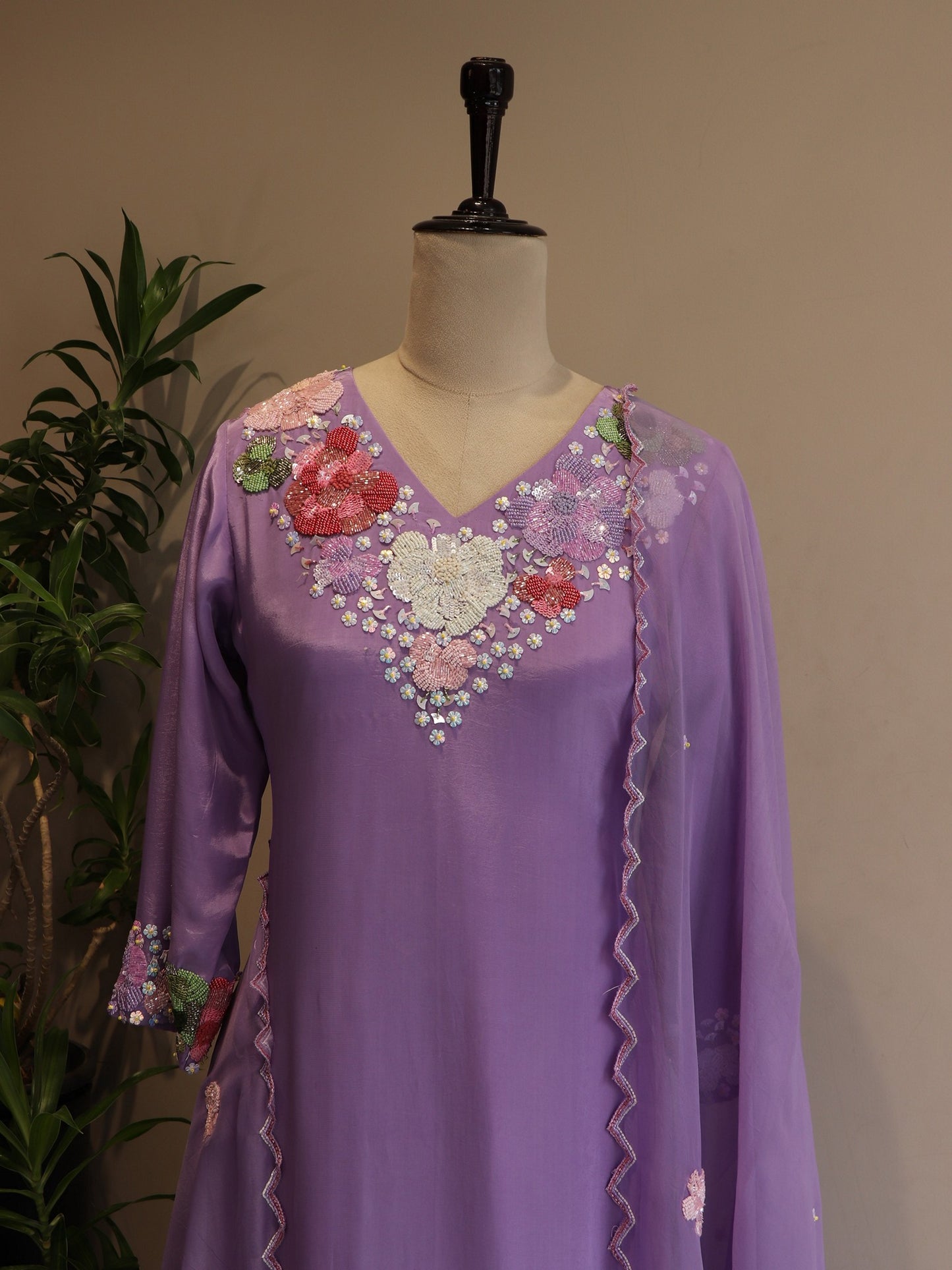 lavander kurta pants dupatta