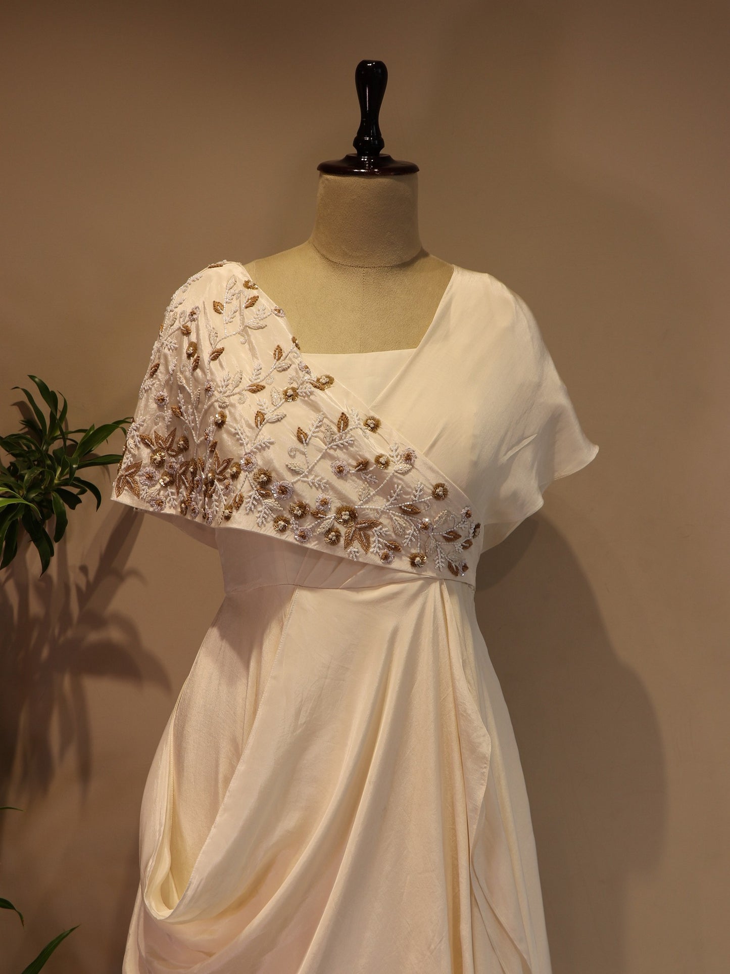 Off white drape gown