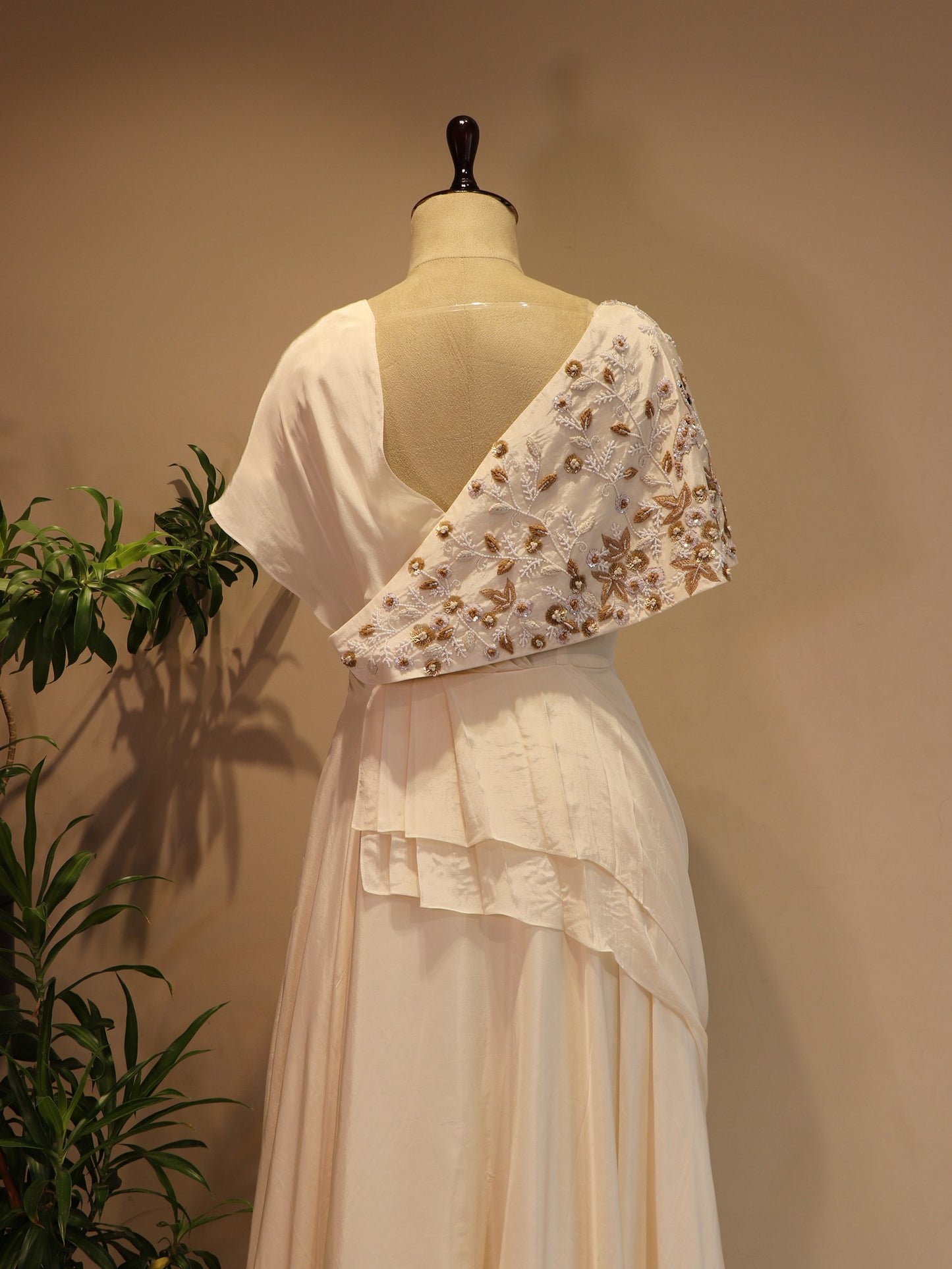 Off white drape gown