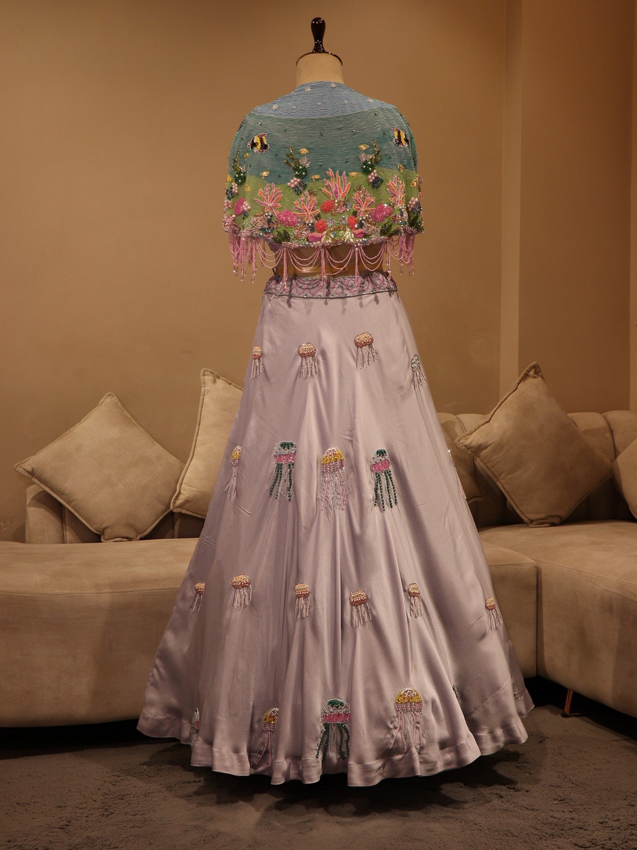 Ice blue aqua crop top skirt set