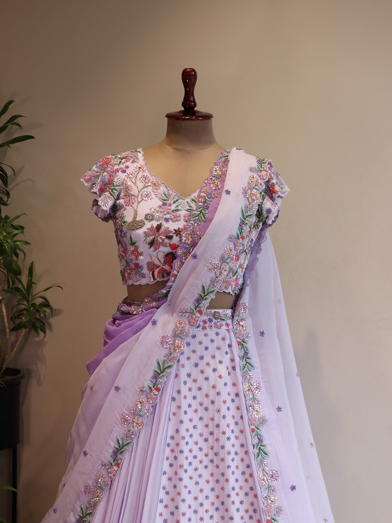 Lilac shaded peacock lehenga set