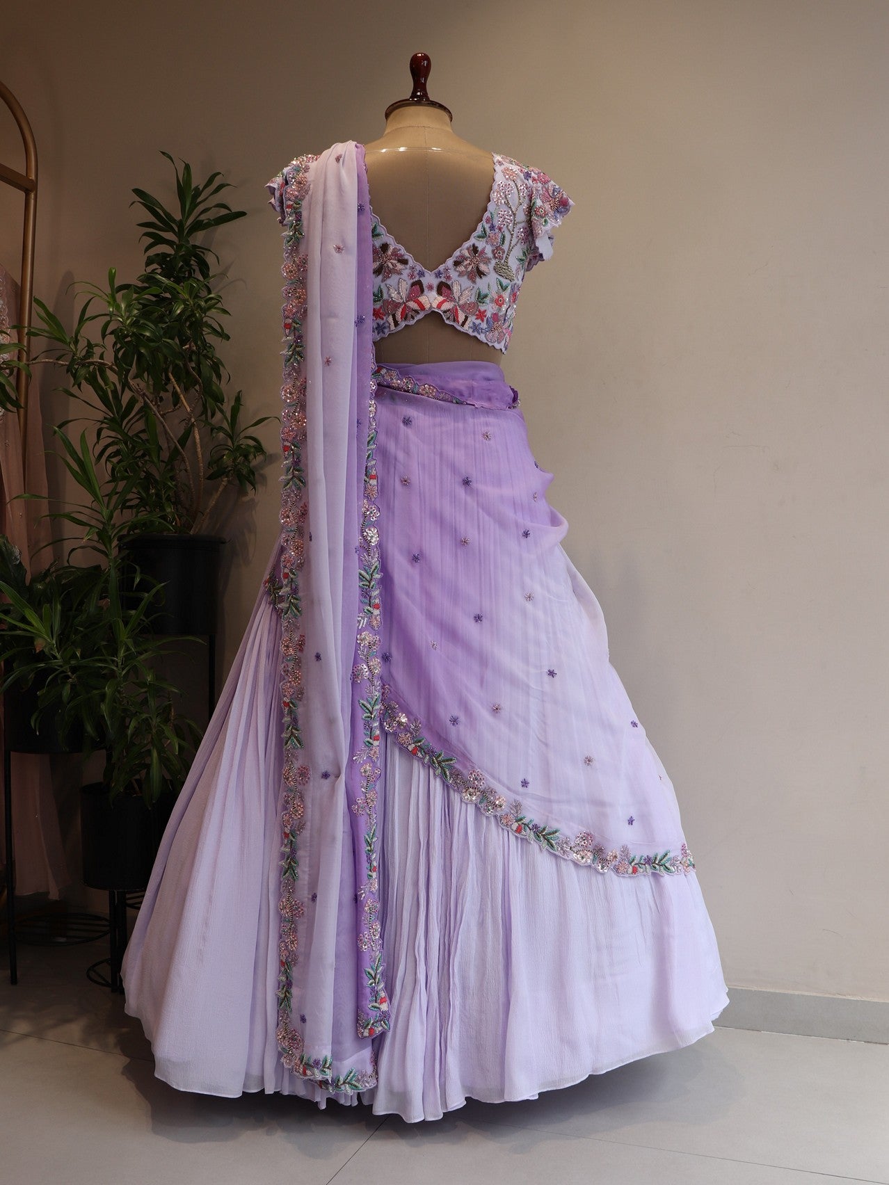 Lilac shaded peacock lehenga set