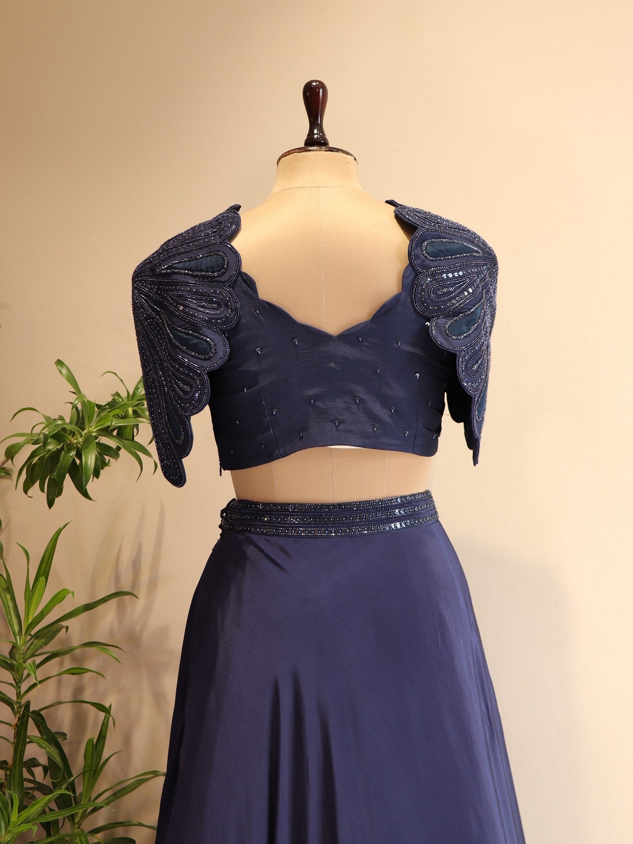 Navy blue crop top skirt