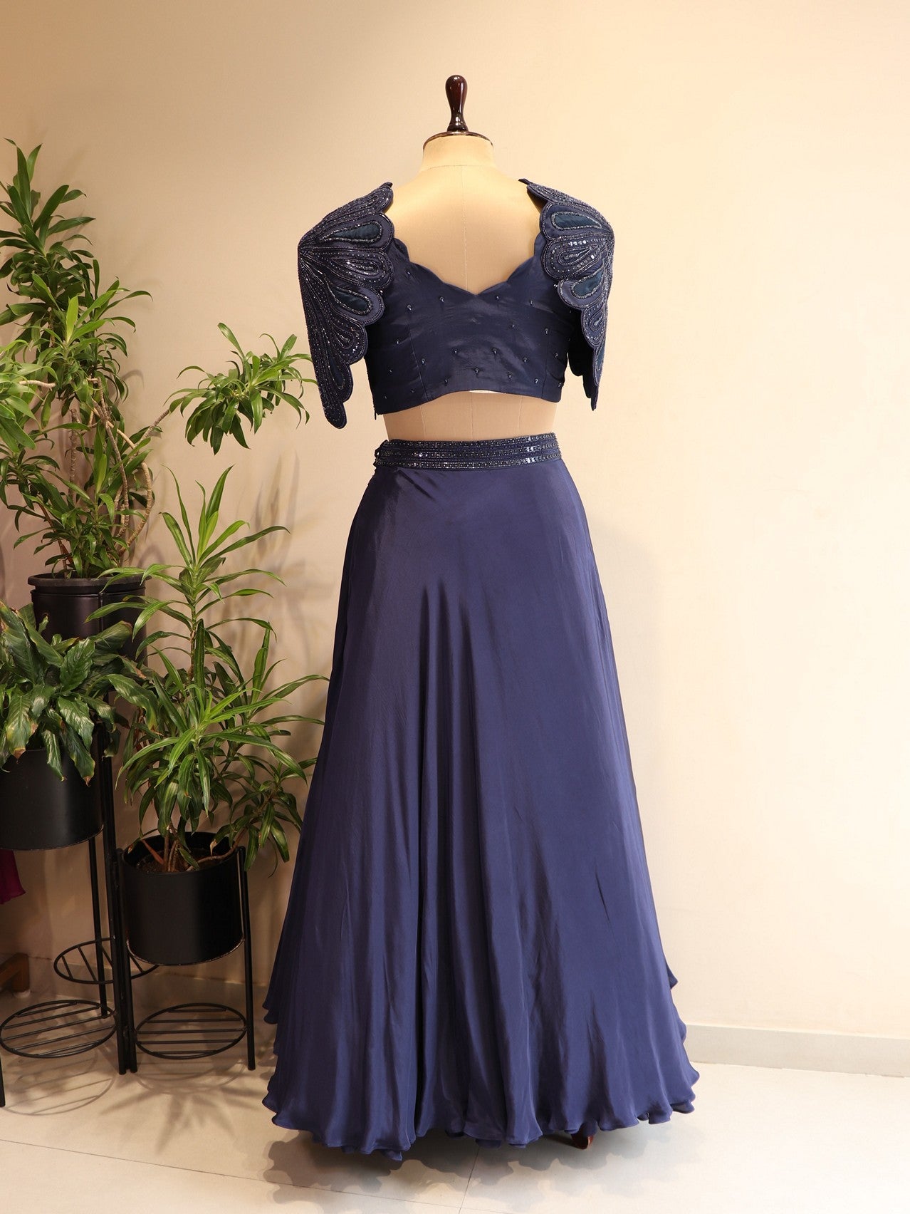 Navy blue crop top skirt