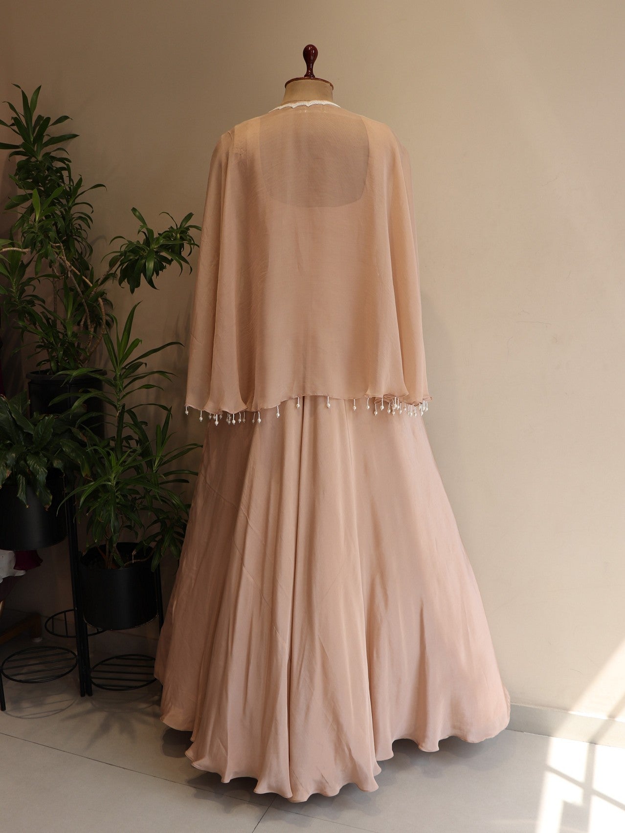 Beige drape gown