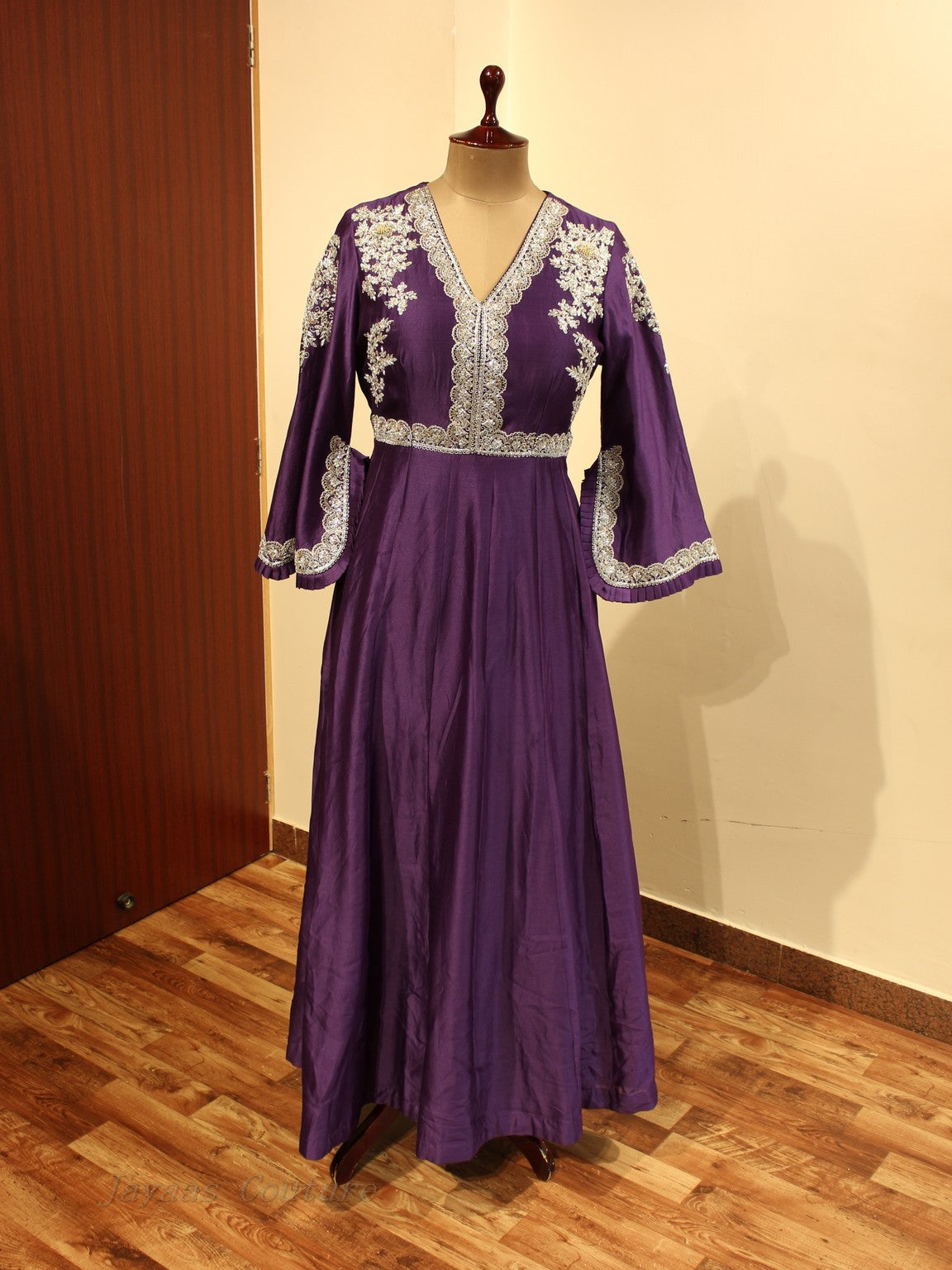 Dark purple gown with dupatta