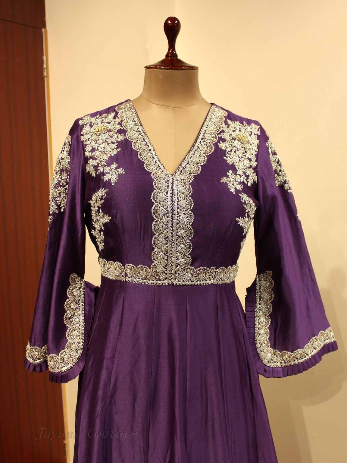 Dark purple gown with dupatta