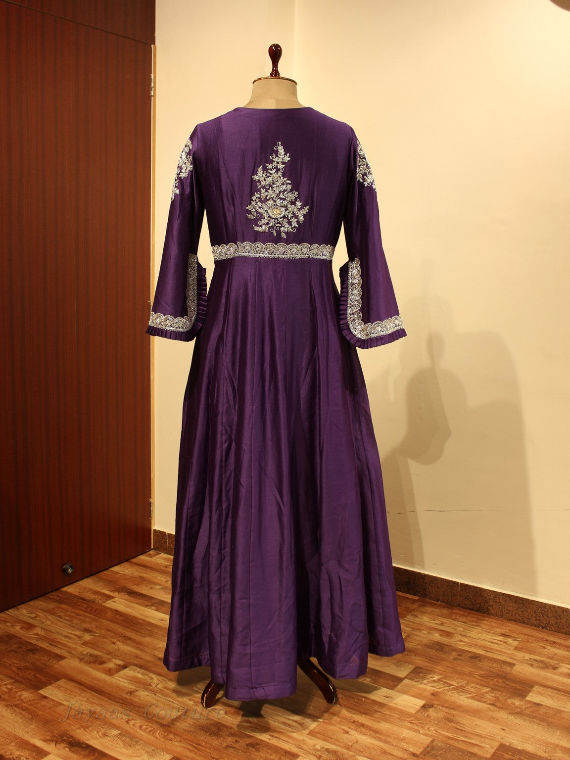 Dark purple gown with dupatta