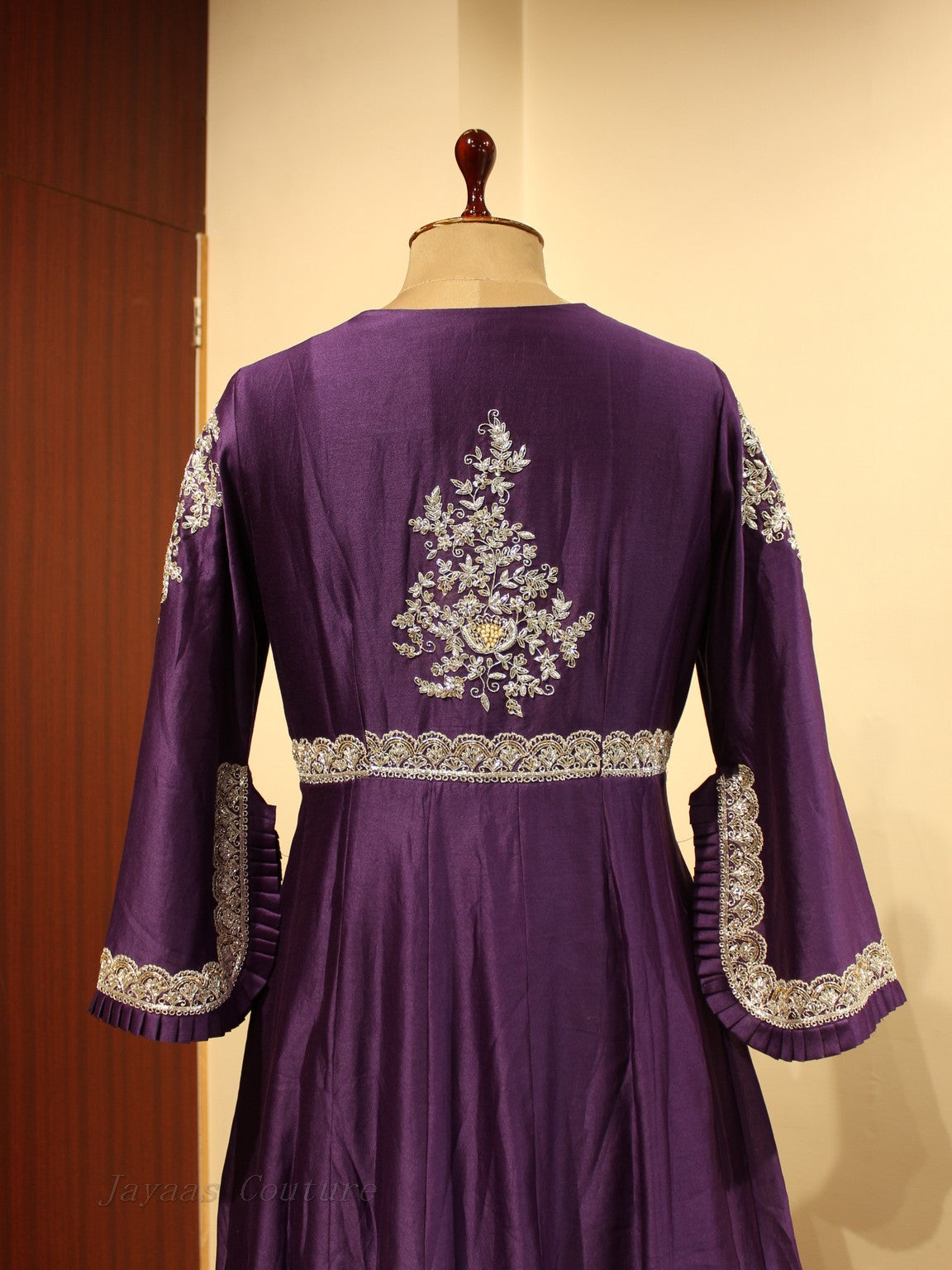 Dark purple gown with dupatta