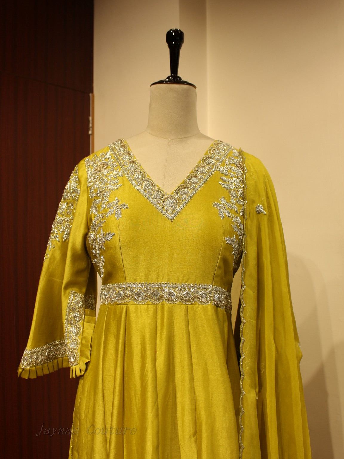 Green gown with dupatta