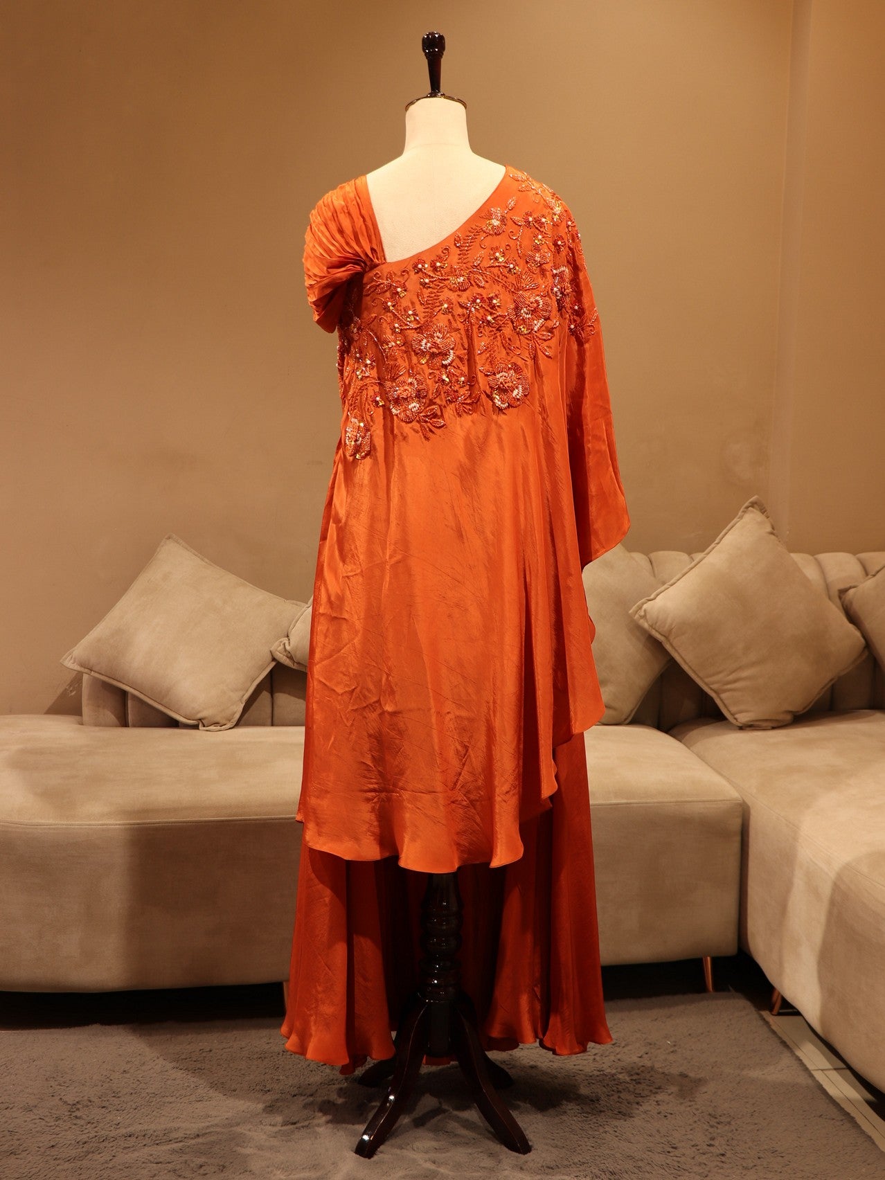 Rust orange cape top with plazo