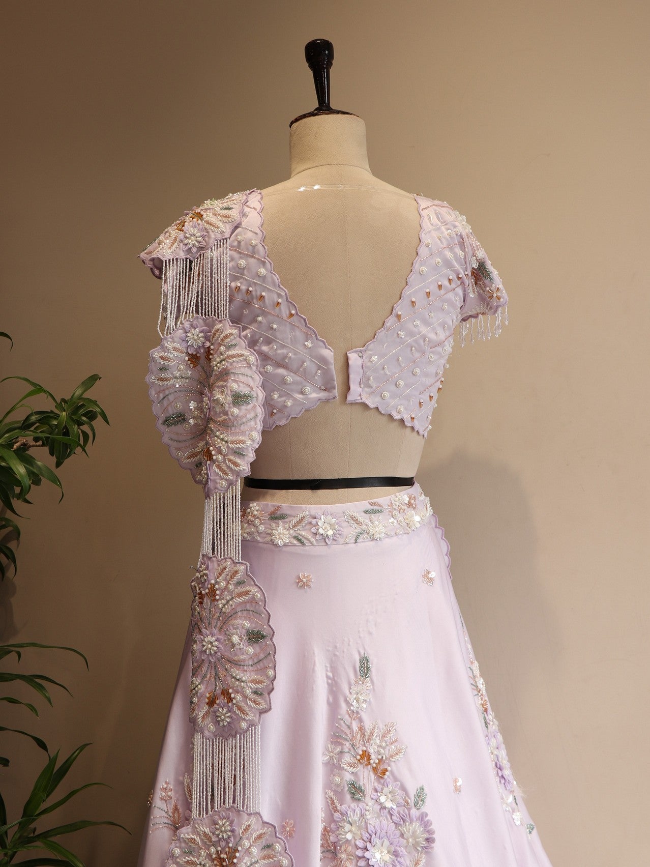 Lilac lehenga with drape dupatta