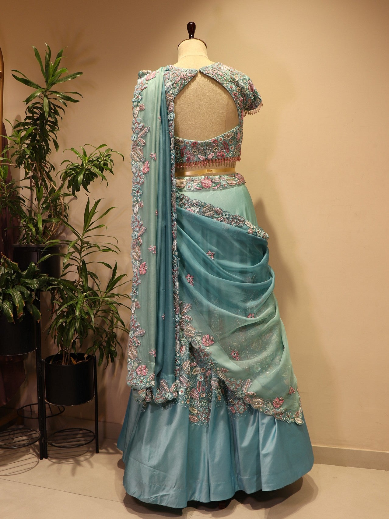 Sea green shaded lehenga set
