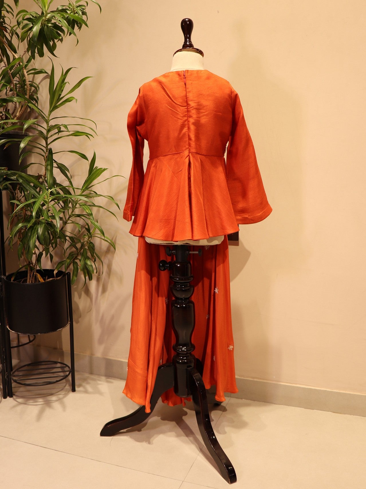 Rust orange peplum top with plazo