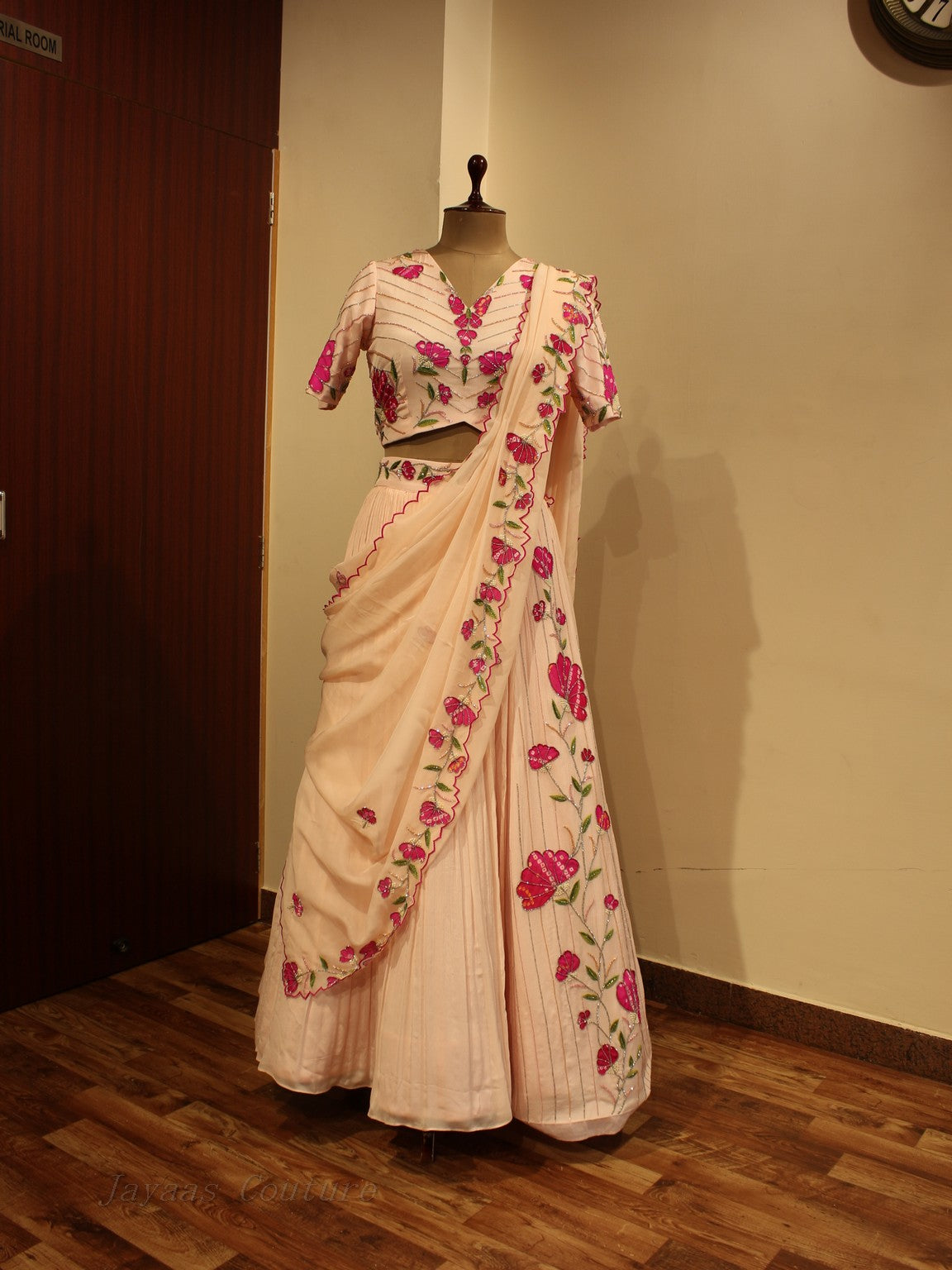 Blush pink bandhej lehenga with dupatta