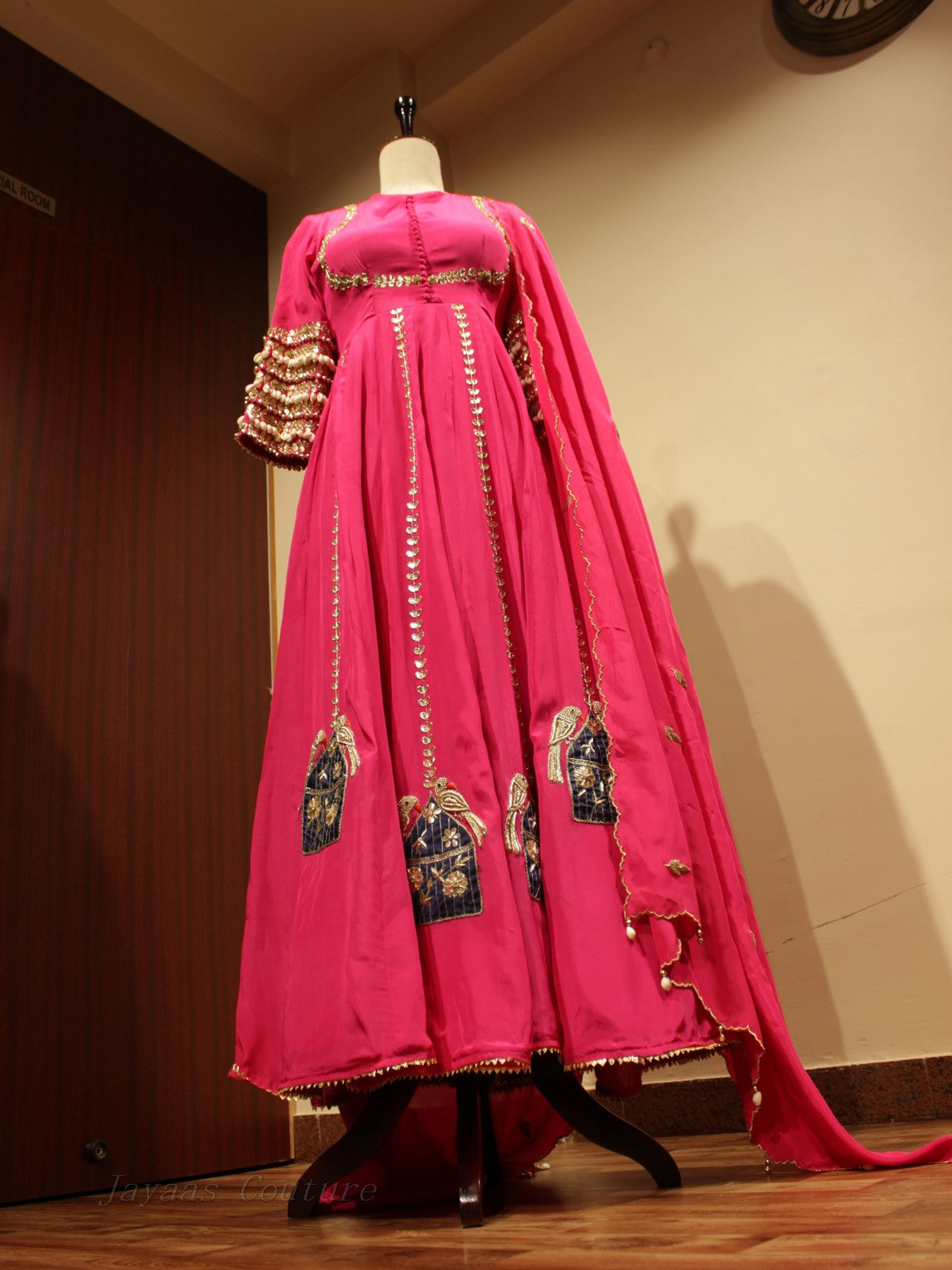 Pink gown with dupatta