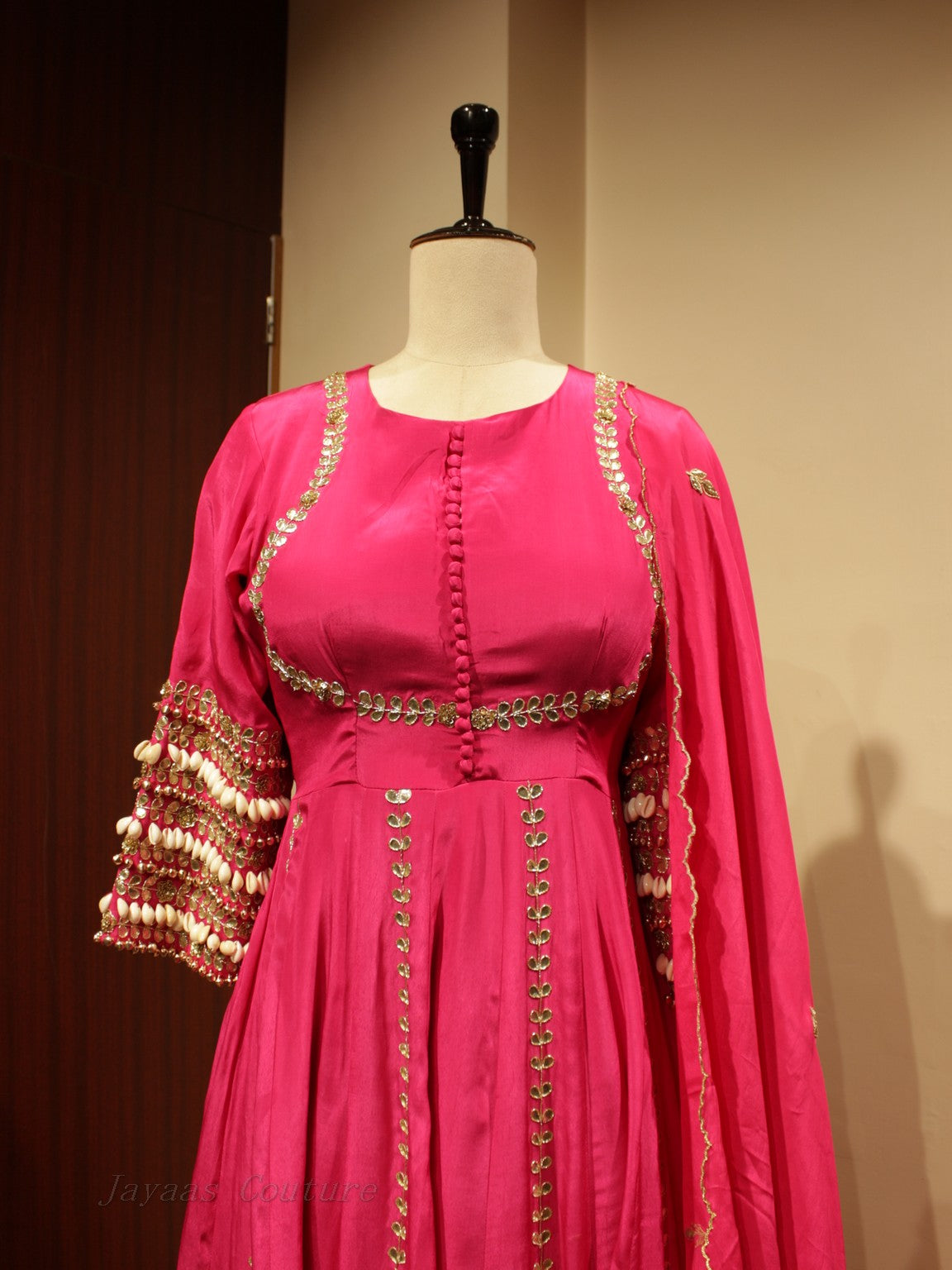 Pink gown with dupatta