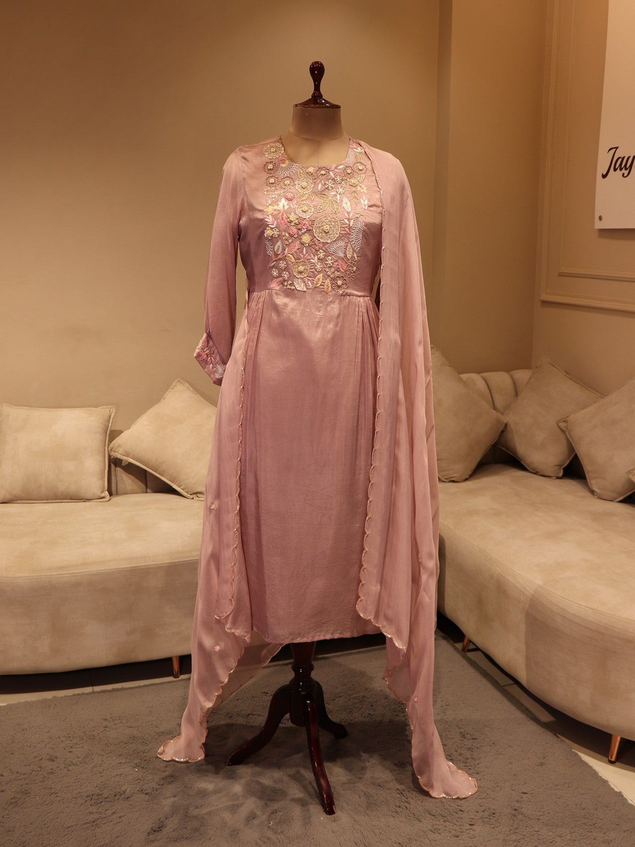 mauve kurta pants dupatta
