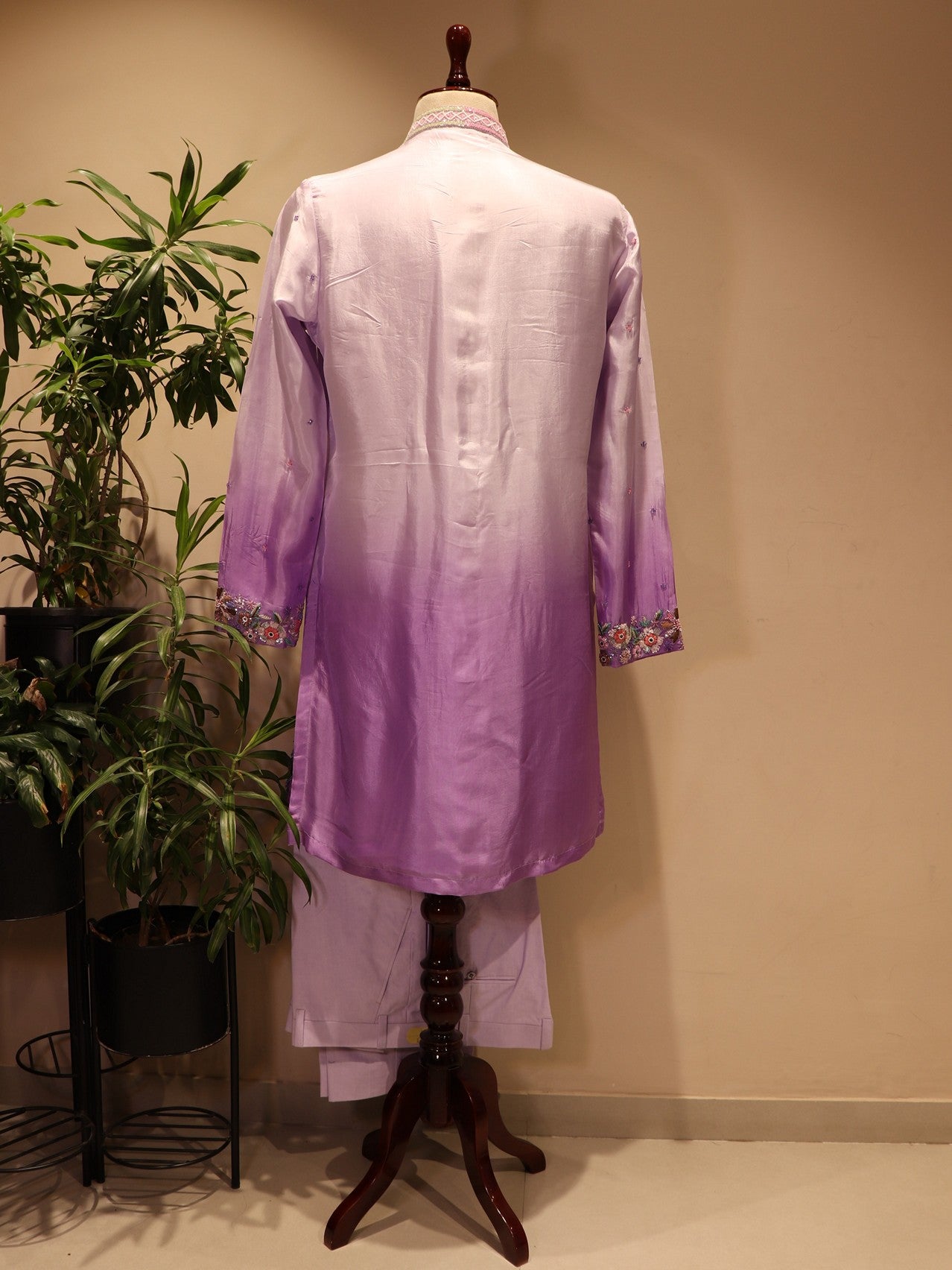 lavander shaded peacock mens angrakha kurta with pants