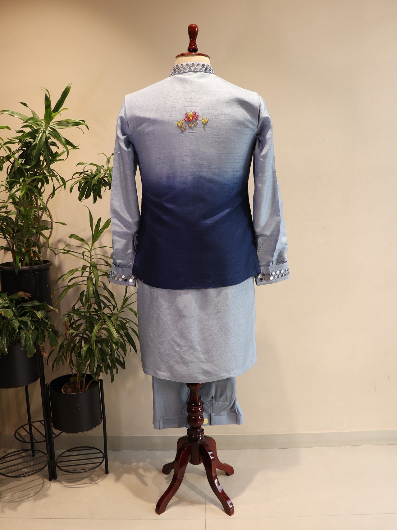 Powder blue mens indo western