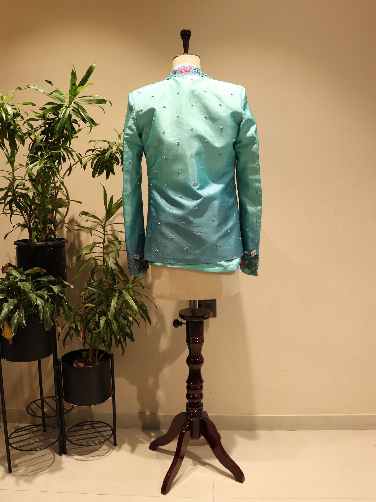 Sea green shaded aqua mens bomber jacket with pants
