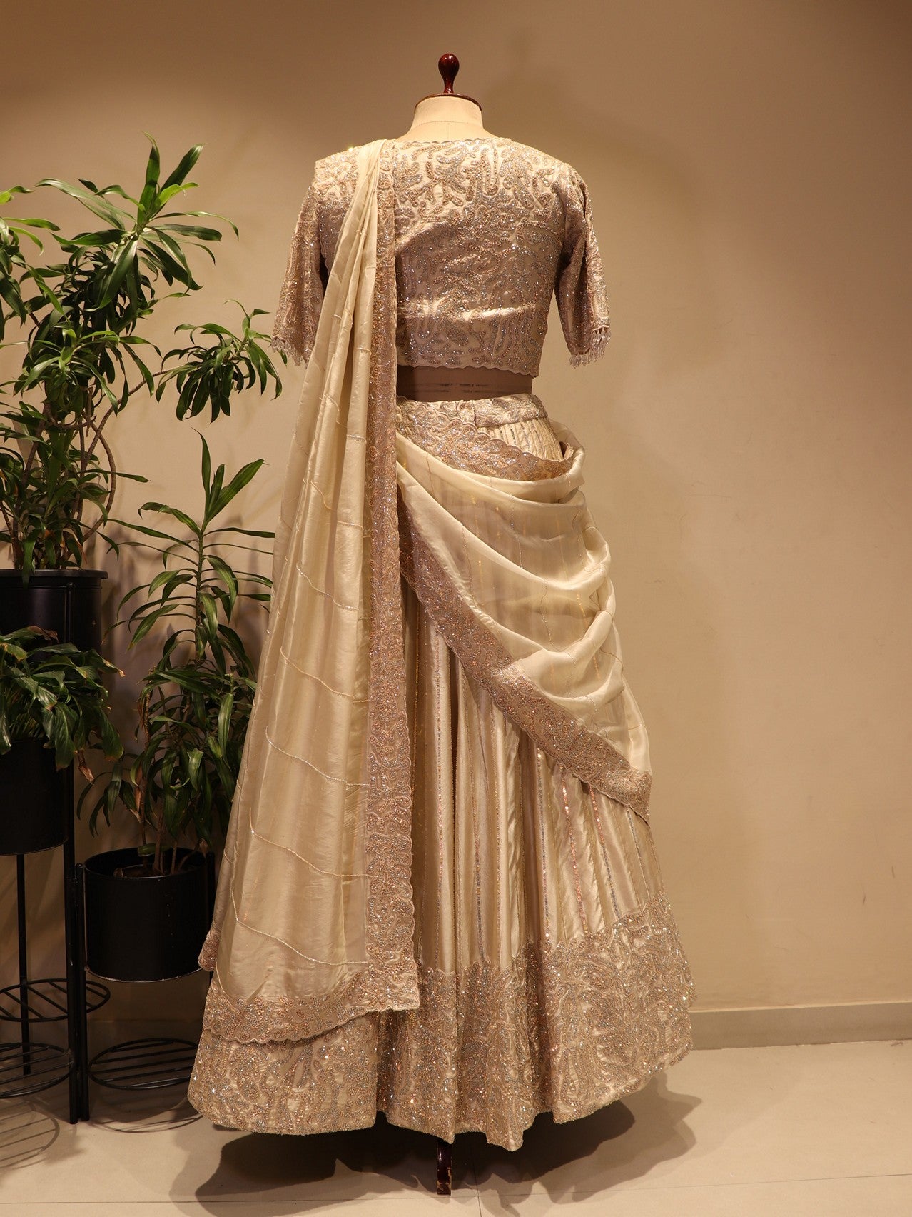 champagne gold embroidered lehenga set