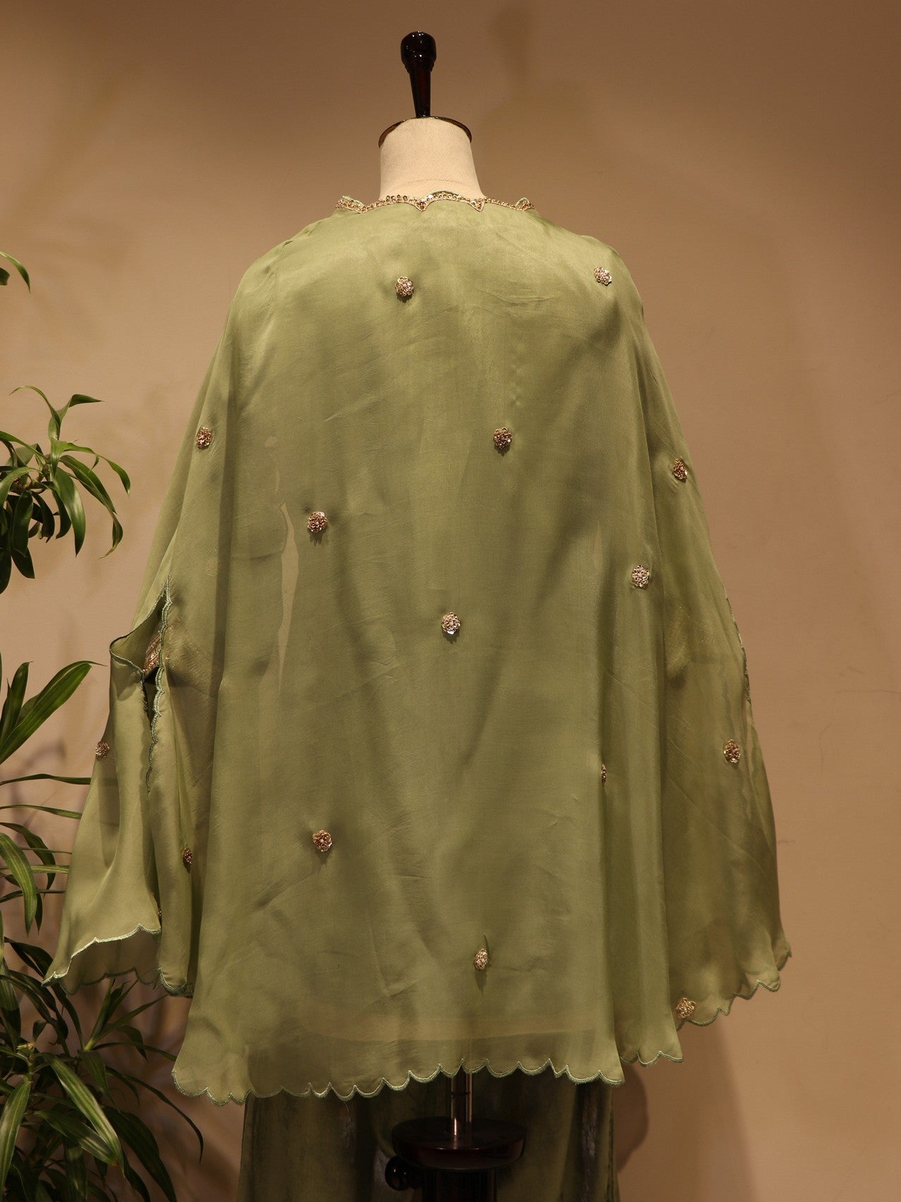 Olive green kurti plazo with dupatta