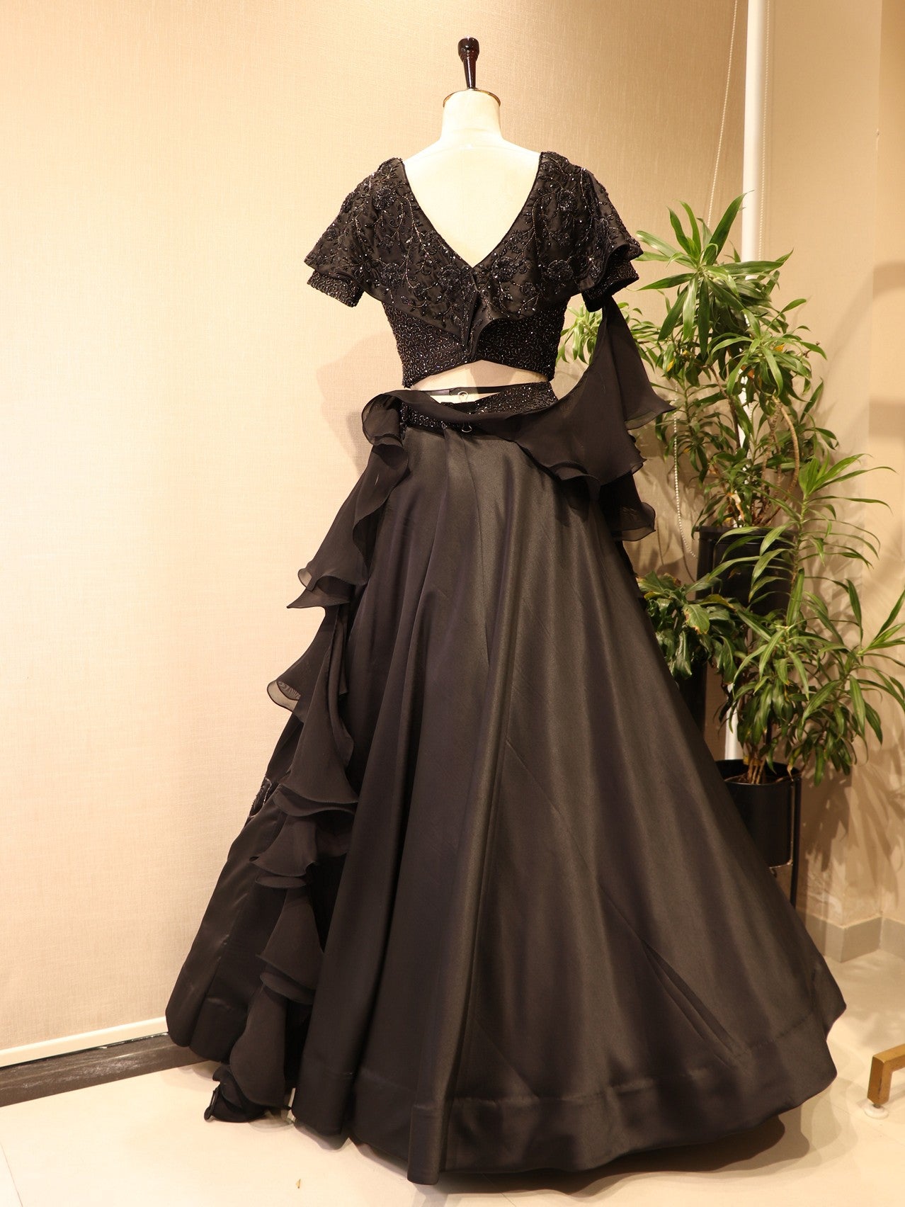 Black cape top with skirt and dupatta