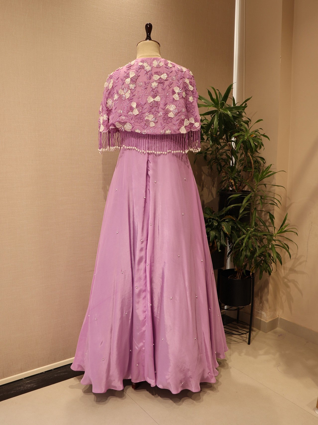 lavander cape gown