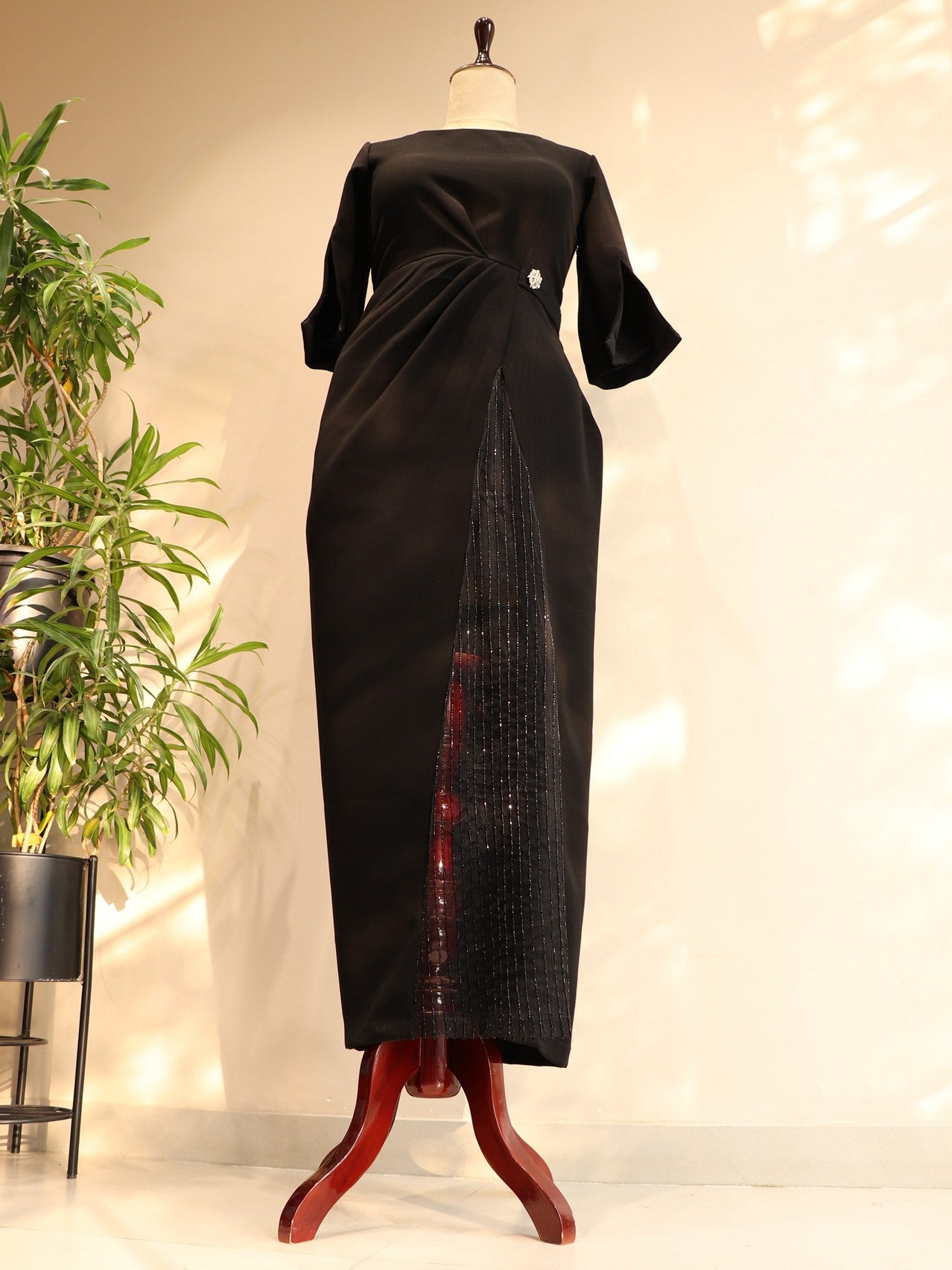 Midnight black cocktail gown