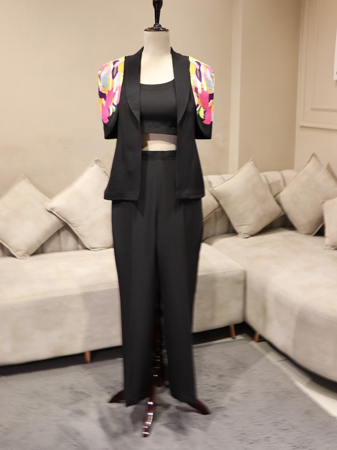 Black embroidered co-ord set