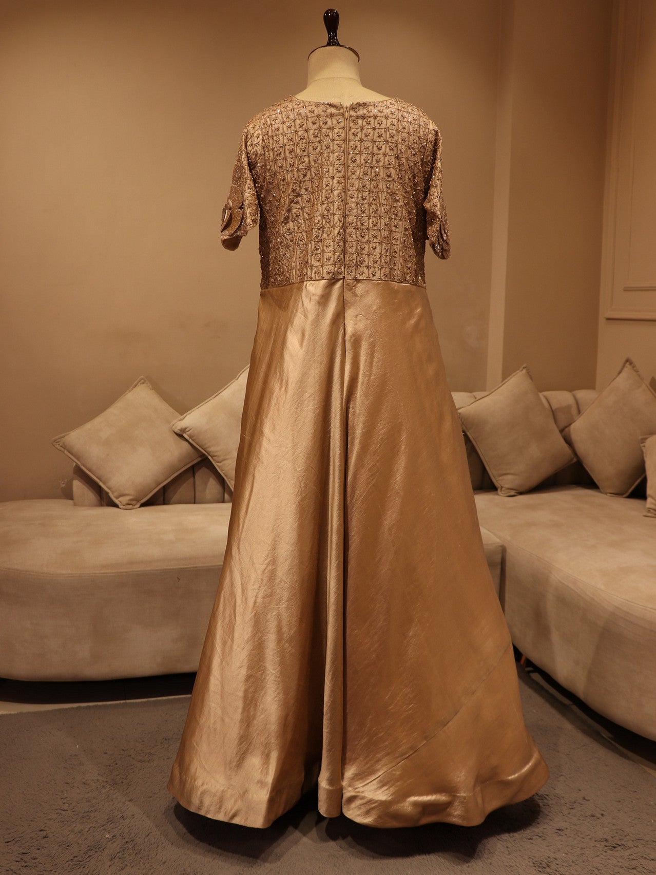 champagian gold 3D flower gown