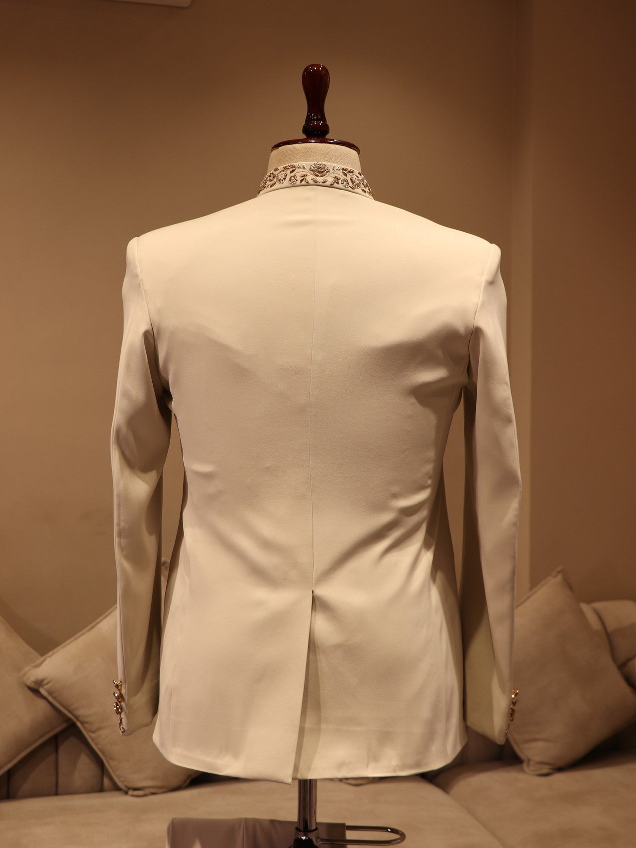 Pearl white elephant jodhpuri with pants