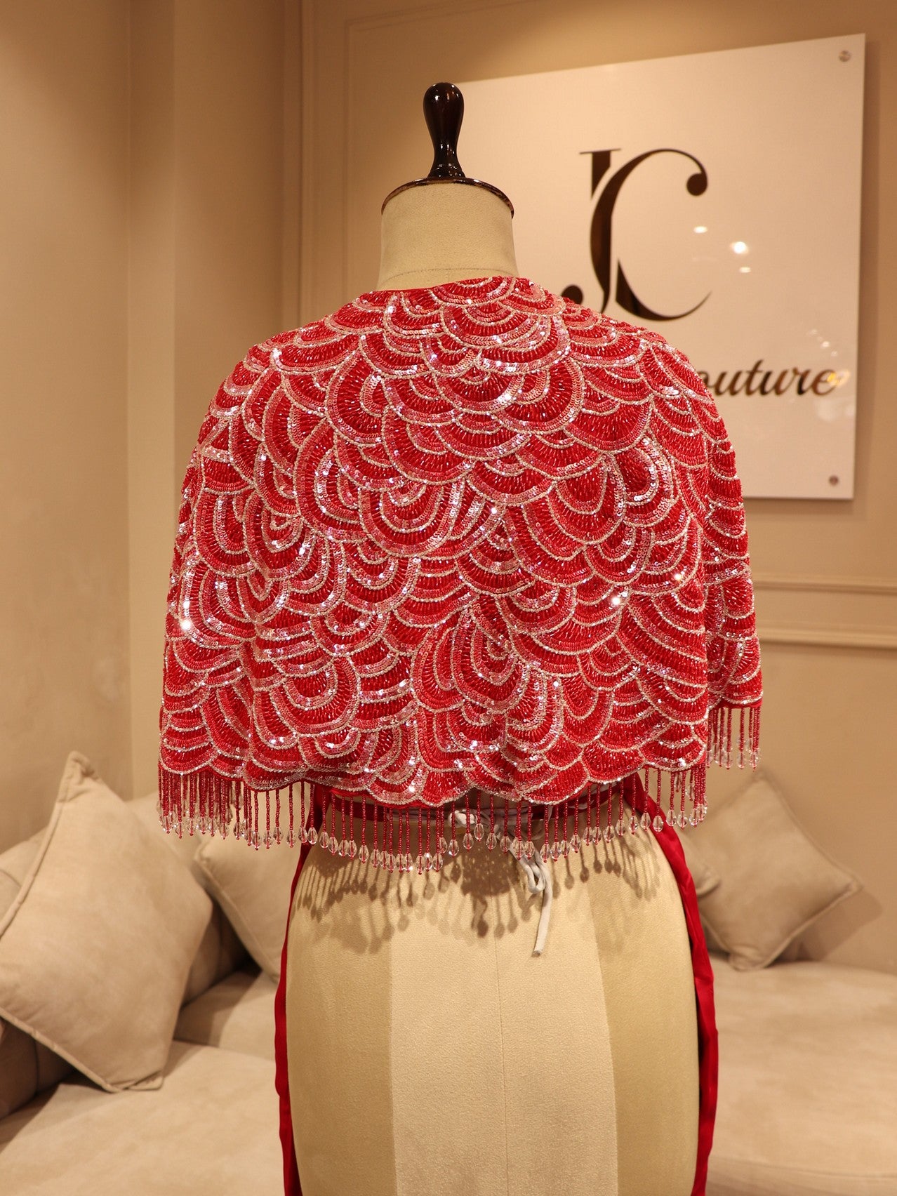 Tomato red cape top with plazo