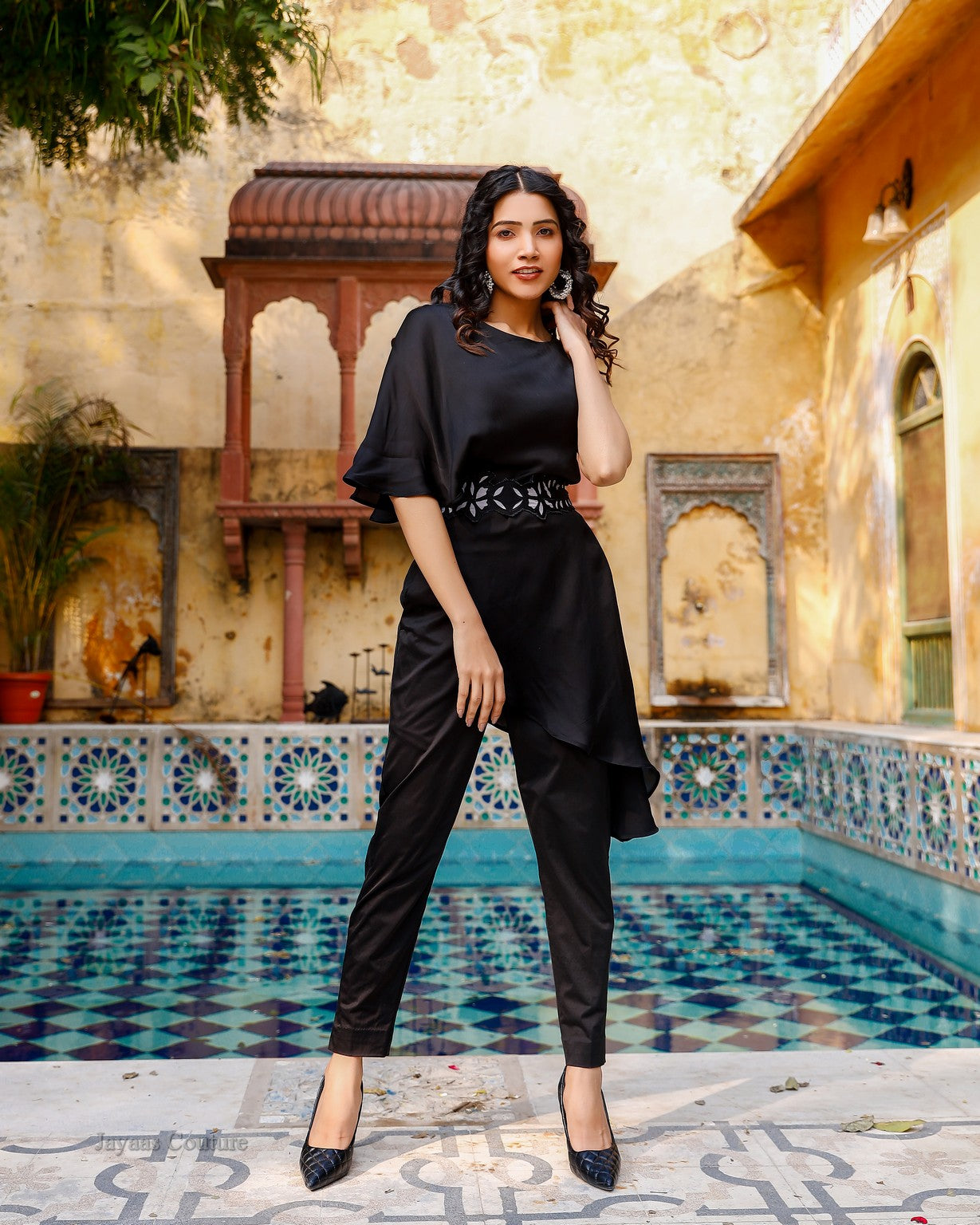 Black Co-Ord Set with pants and belt