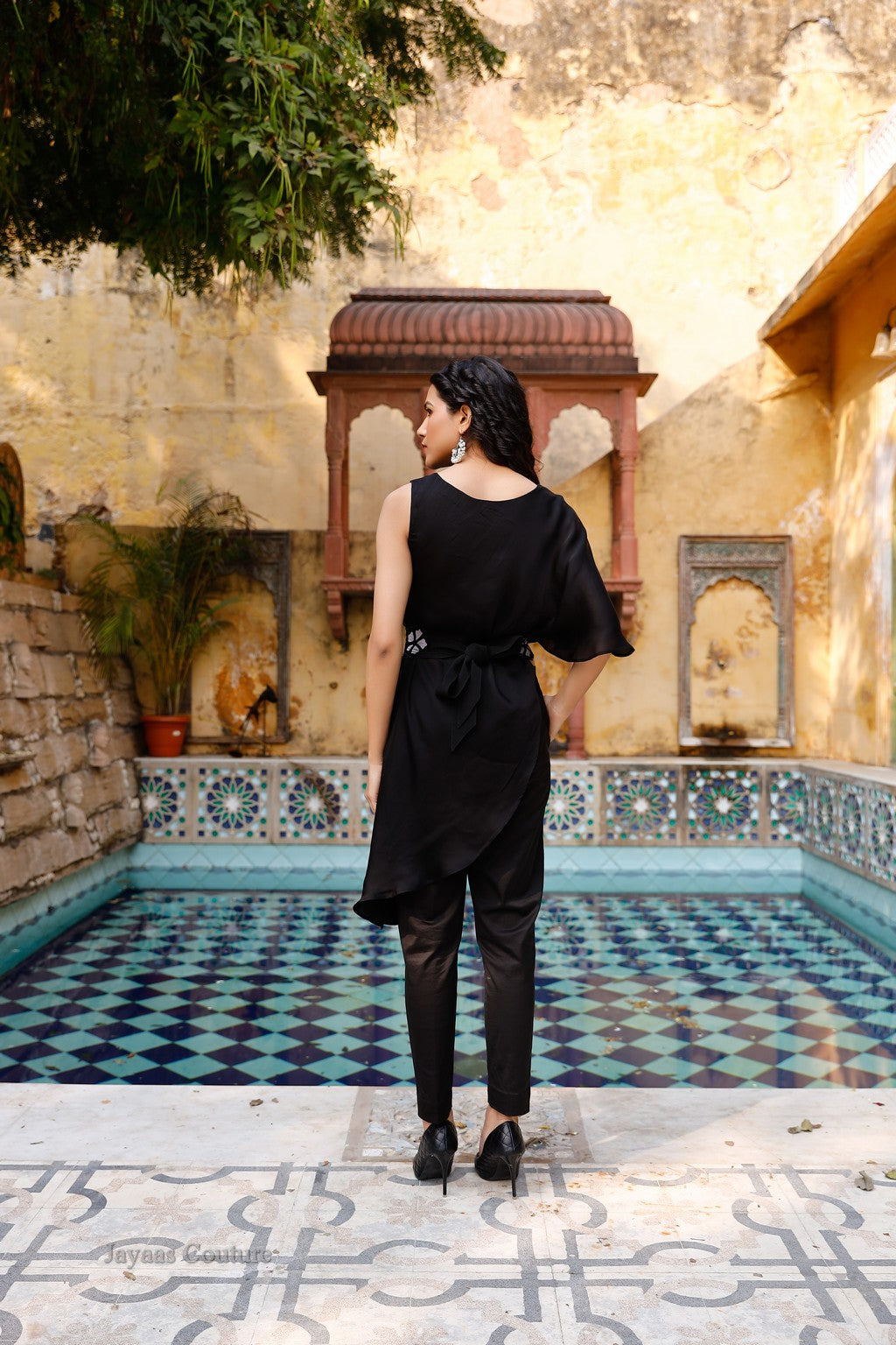 Black Co-Ord Set with pants and belt