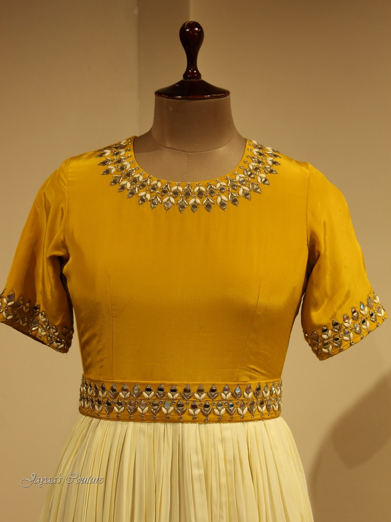 Mustard yellow gown with dupatta